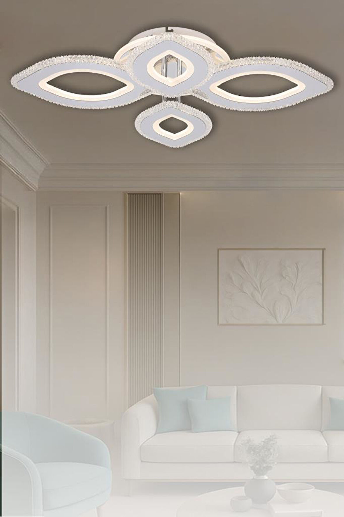 Eray Aydınlatma T008-4 Krom Kumandalı Led Avize