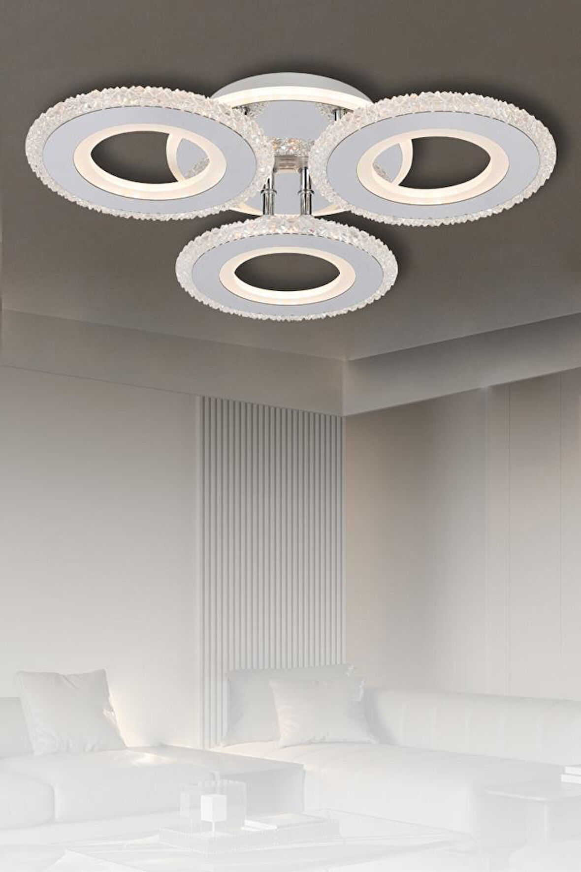 Eray Aydınlatma T001-3 Krom Kumandalı Led Avize