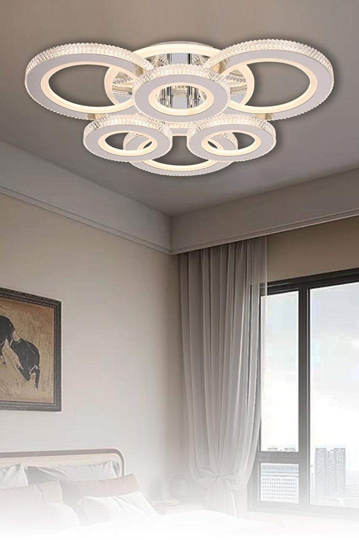 Eray Aydınlatma T001-6 Krom Dimmer Kumandalı Led Avize