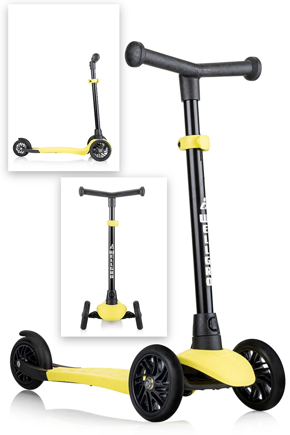 Wellgro Turbo 3 Tekerli Yükseklik Ayarlı Scooter, Sarı