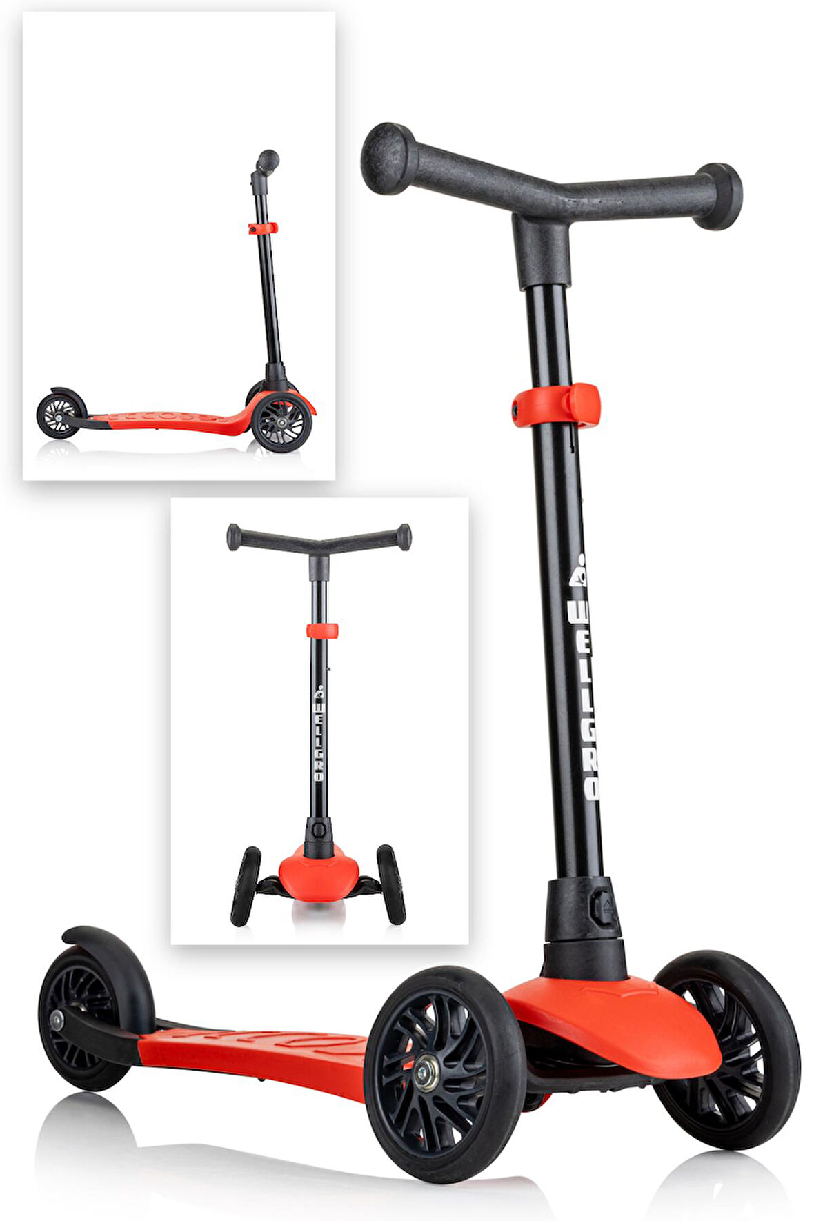 Wellgro Turbo 3 Tekerli Yükseklik Ayarlı Scooter, Kırmızı