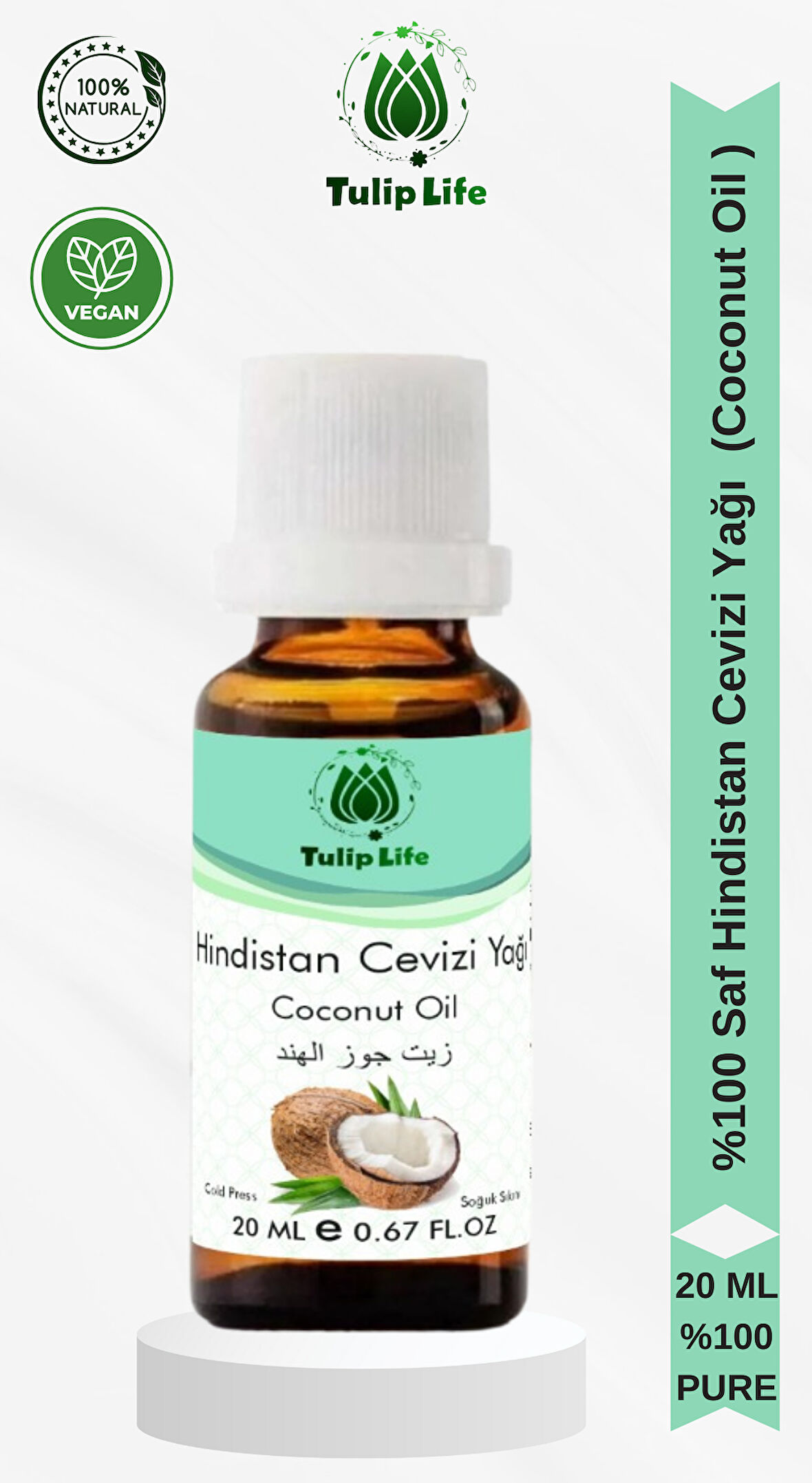 % 100 Saf ve Doğal Hindistan Cevizi Yağı ( Coconut Oil ) 20 ML