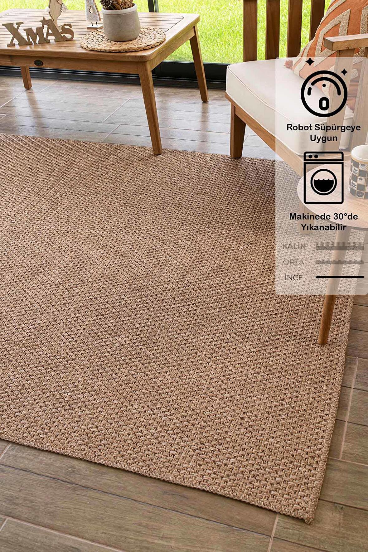 Rusticana 3101 Naturel Jüt Halı Modern Örme Kilim