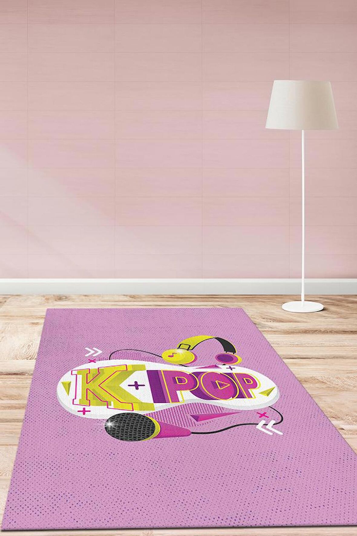 Homshtag K-pop Yıldızı Pamuklu Dokuma Tabanlı Yıkanabilir Kaymaz Dekoratif Halı