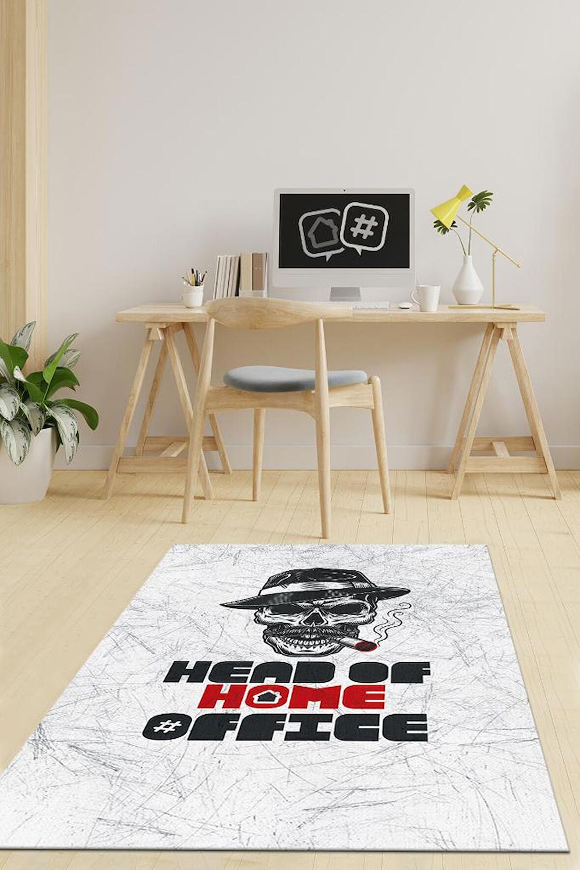 Homshtag Home Office Patronu Pamuklu Dokuma Tabanlı Yıkanabilir Kaymaz Dekoratif Home Office Halısı