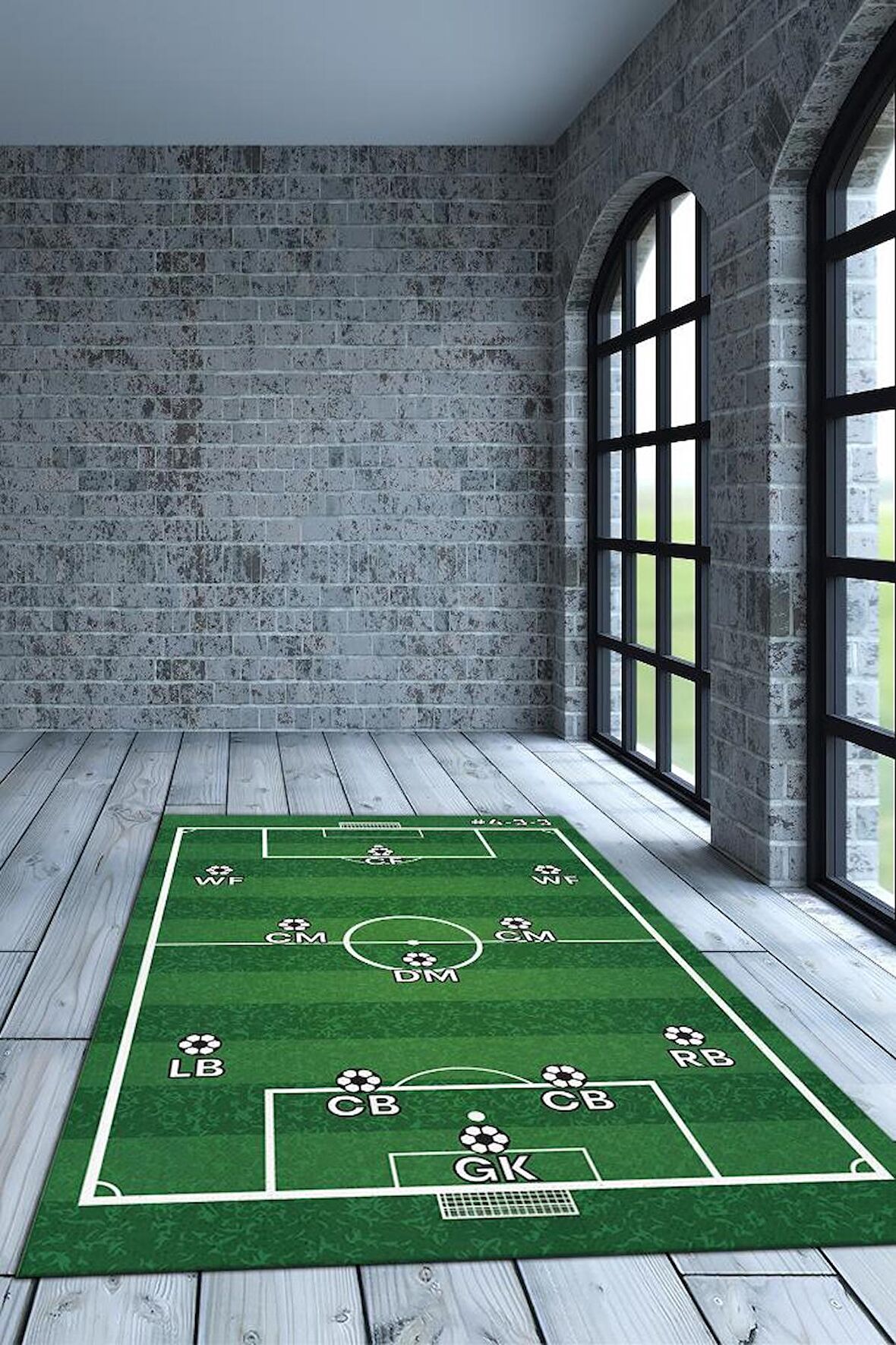 Homshtag Formasyon 4-3-3 Pamuklu Dokuma Tabanlı Yıkanabilir Kaymaz Dekoratif Futbol Sever Halısı