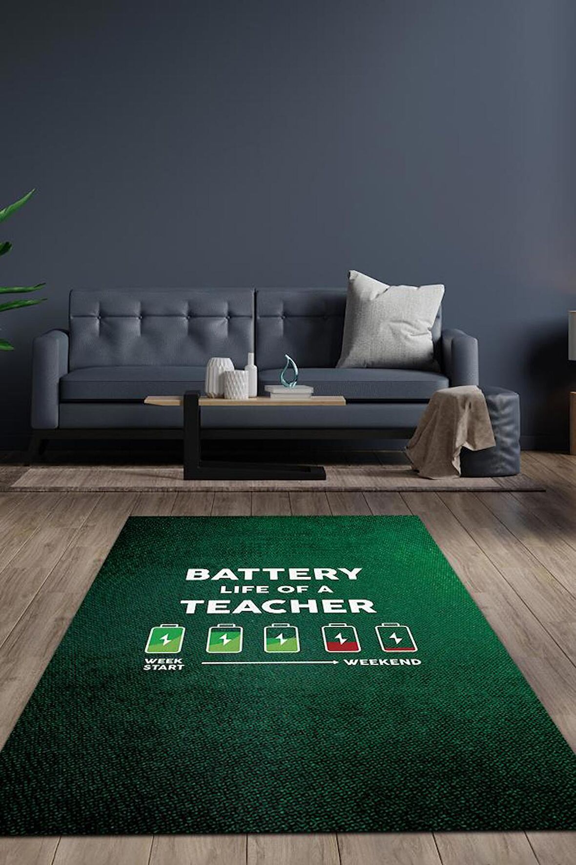 Homshtag Öğretmenin Haftası Pamuklu Dokuma Tabanlı Yıkanabilir Kaymaz Öğretmen  Halısı