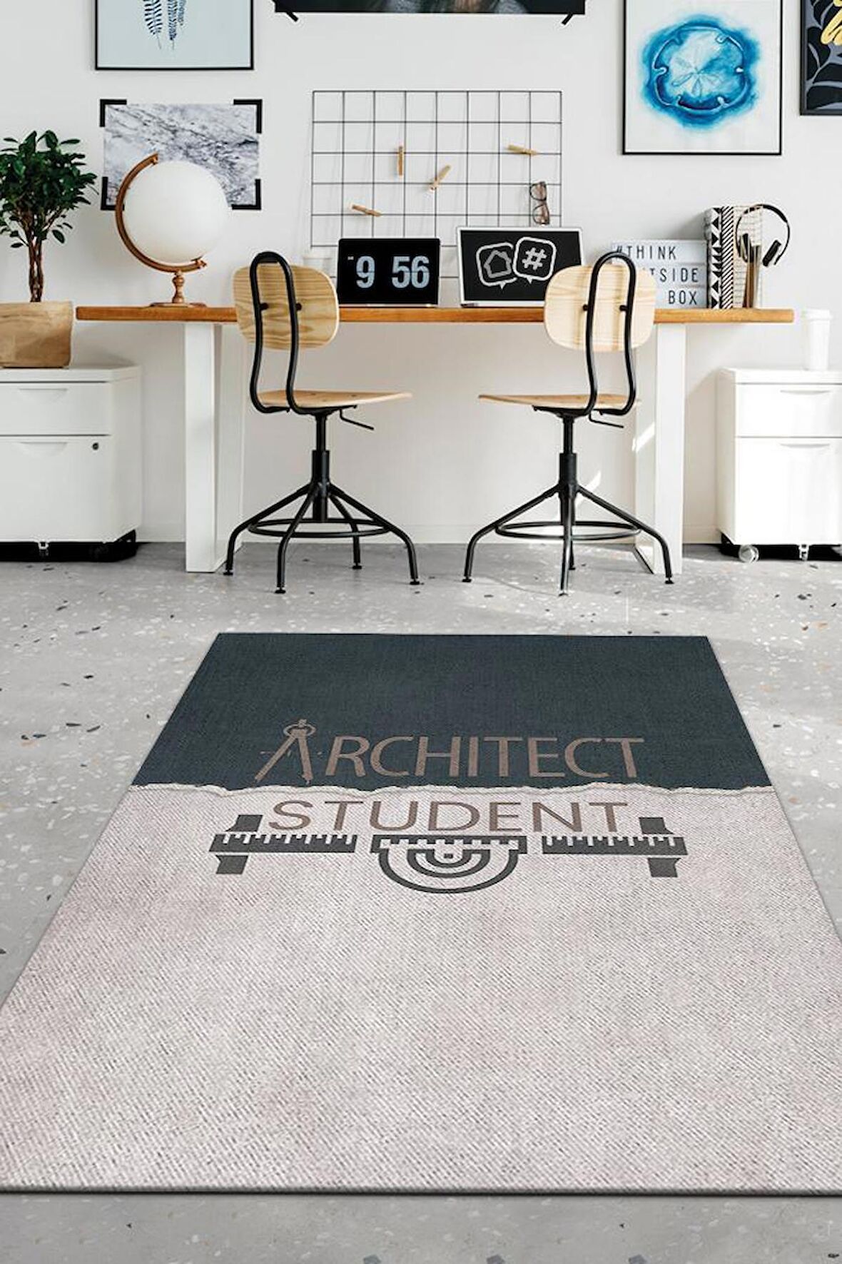 Homshtag Mimarlık Öğrencisi Dokuma Tabanlı Yıkanabilir Kaymaz Mimar Halısı
