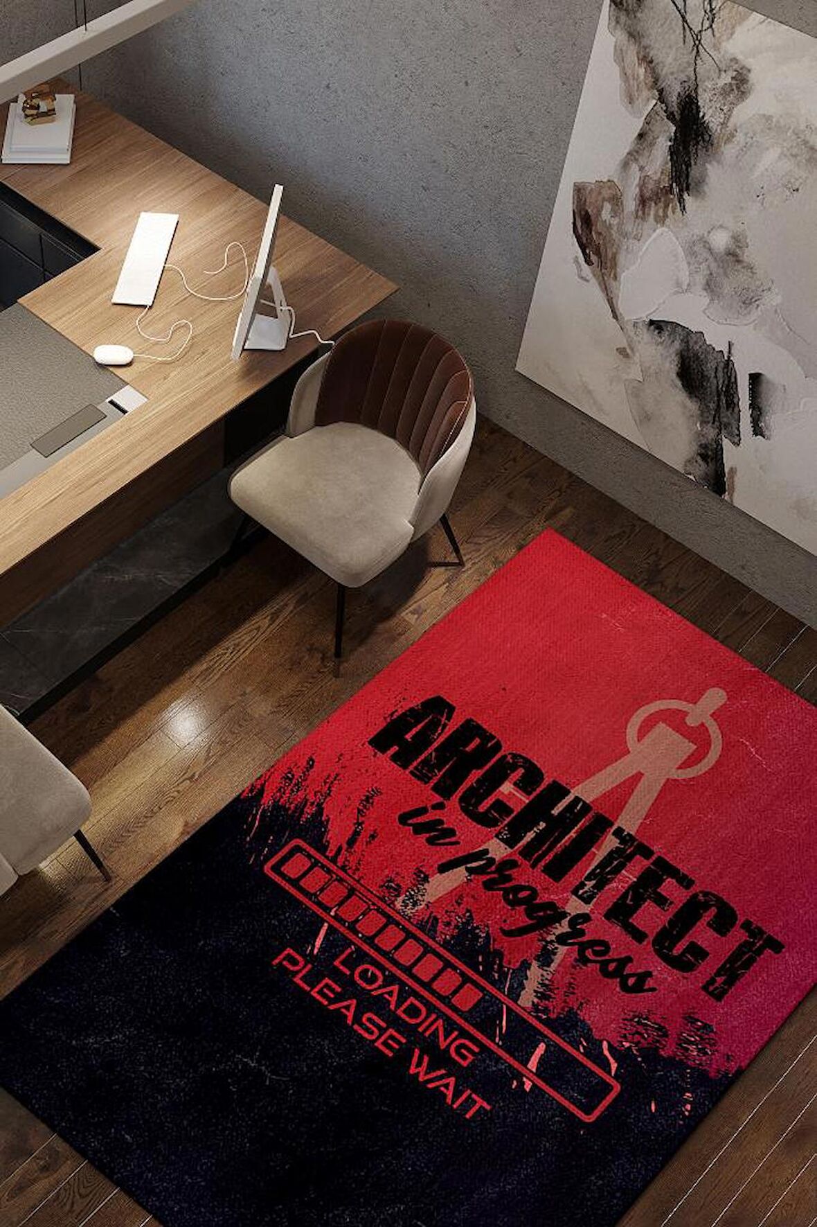 Homshtag Mimar Oluyorum Dokuma Tabanlı Yıkanabilir Kaymaz Mimar Halısı