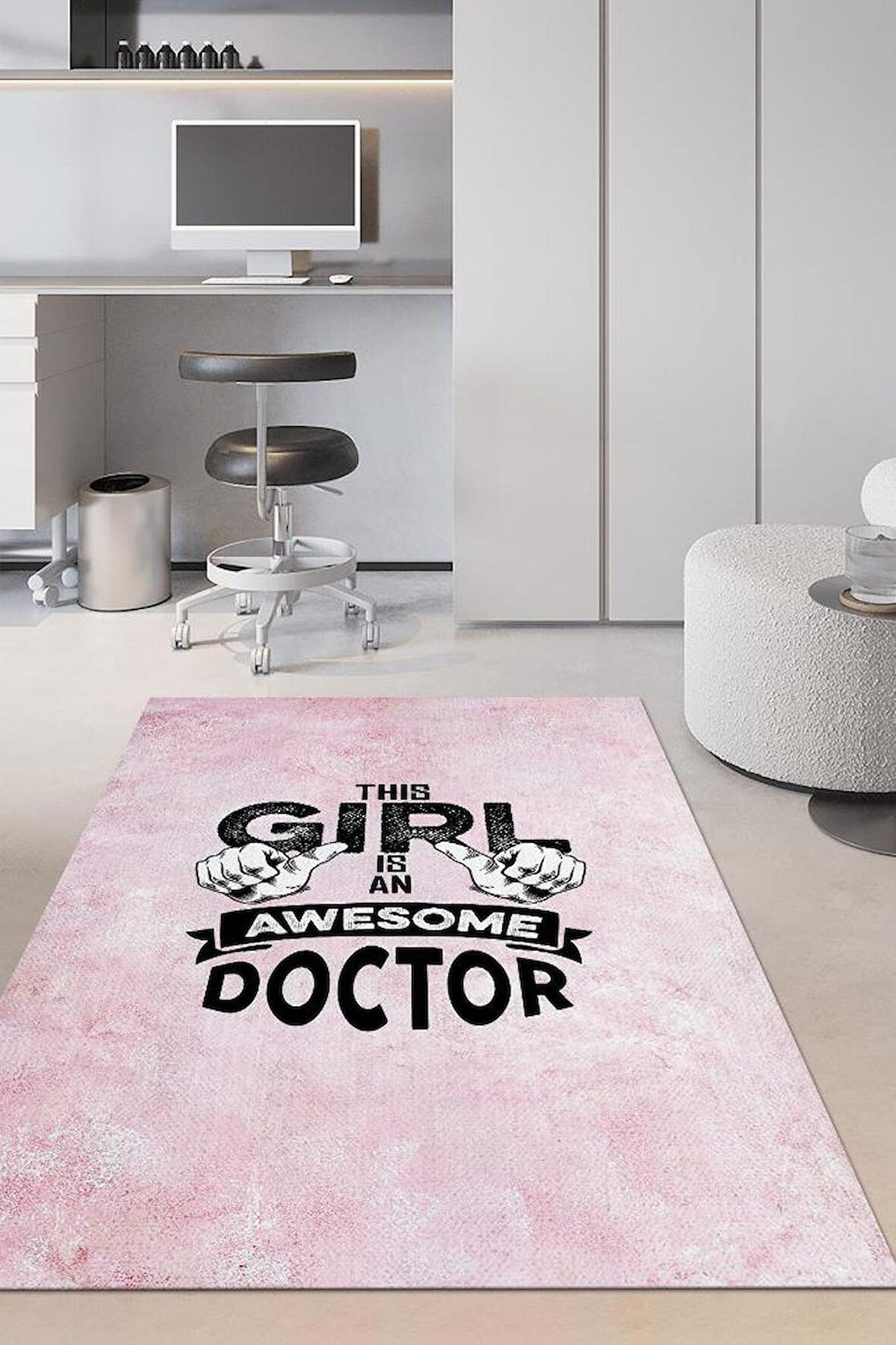 Homshtag Bu Kız Bir Doktor Dokuma Tabanlı Yıkanabilir Kaymaz Doktor Halısı