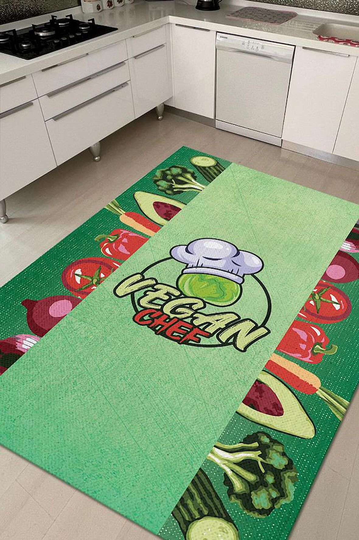 Homshtag Vegan Şef Dokuma Tabanlı Yıkanabilir Kaymaz Vegan Halısı
