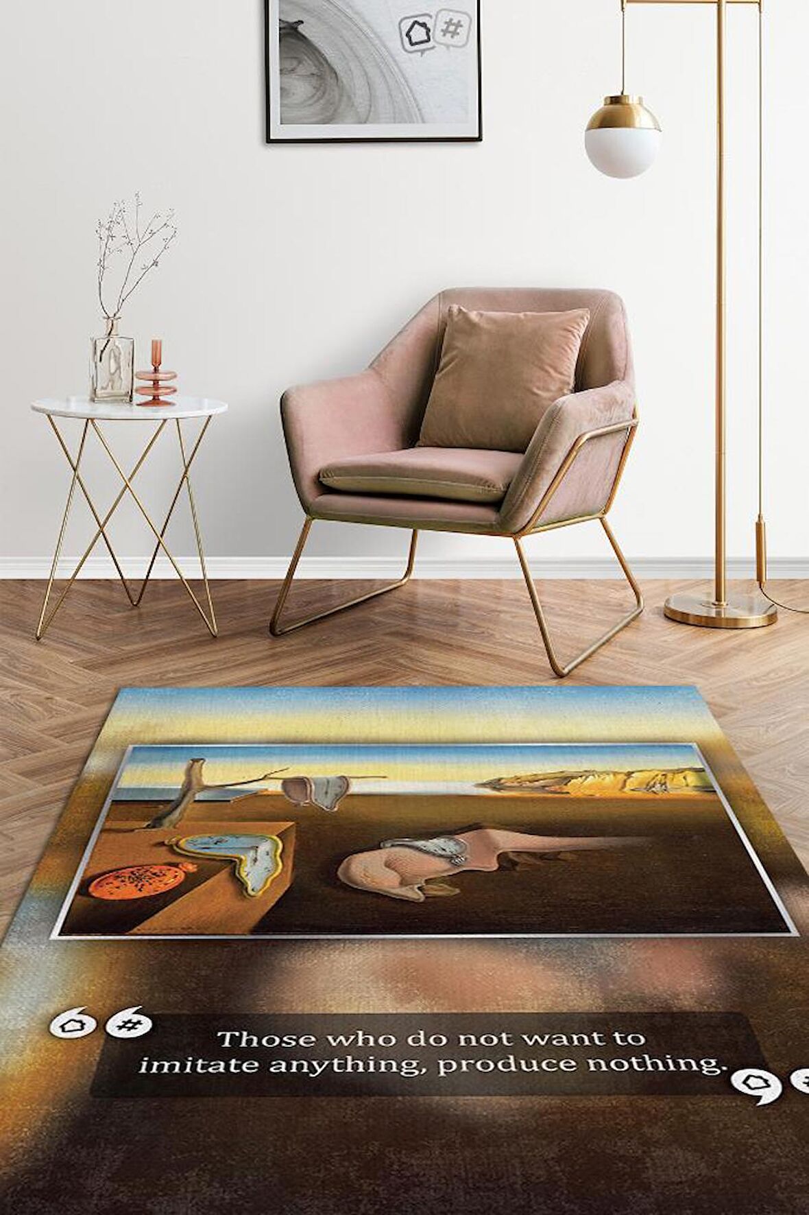 Homshtag Belleğin Azmi Dali Dokuma Tabanlı Yıkanabilir Kaymaz Sanat Sever Halısı