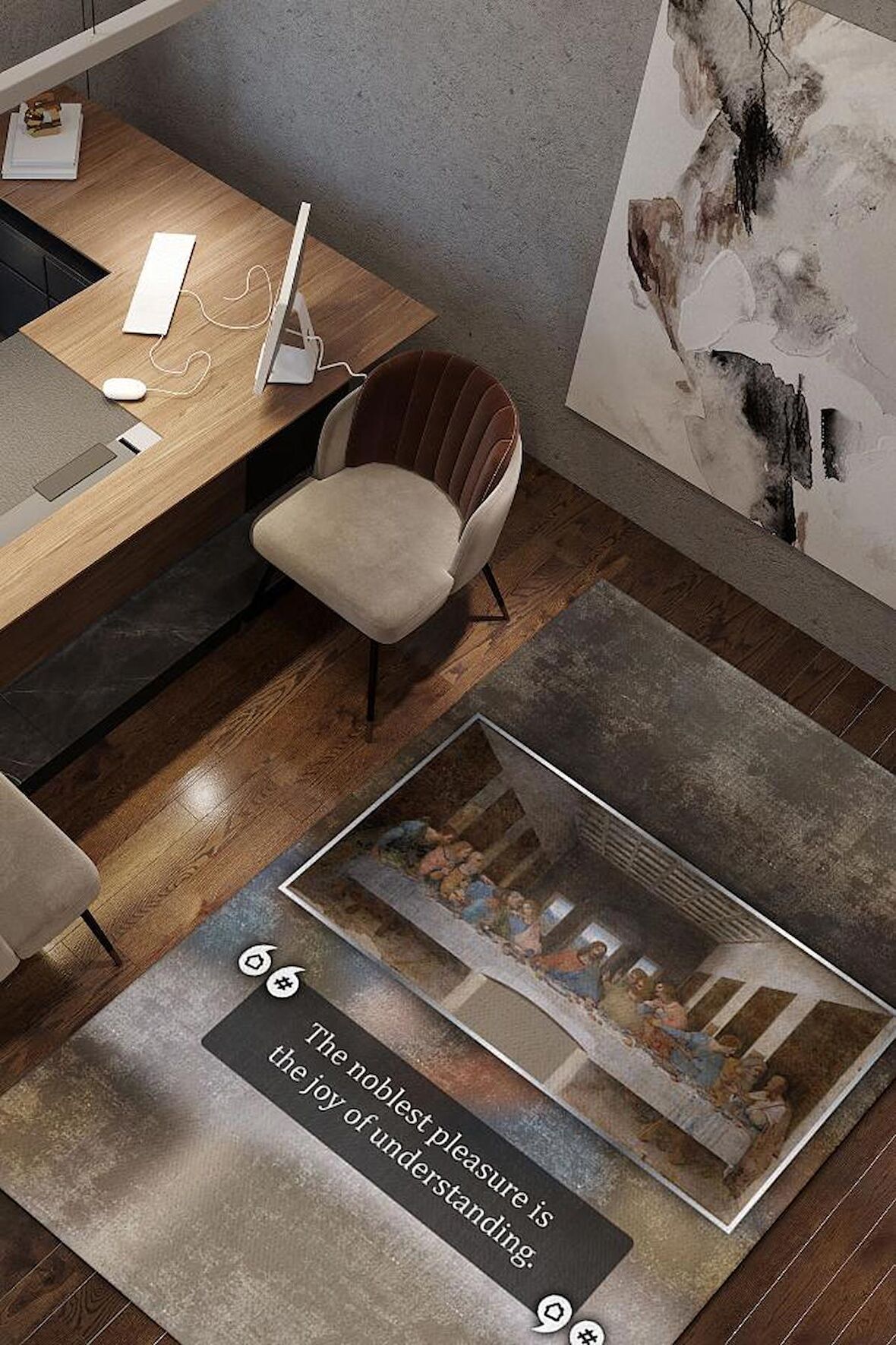 Homshtag Son Akşam Yemeği Da Vinci Dokuma Tabanlı Yıkanabilir Kaymaz Sanat Sever Halısı