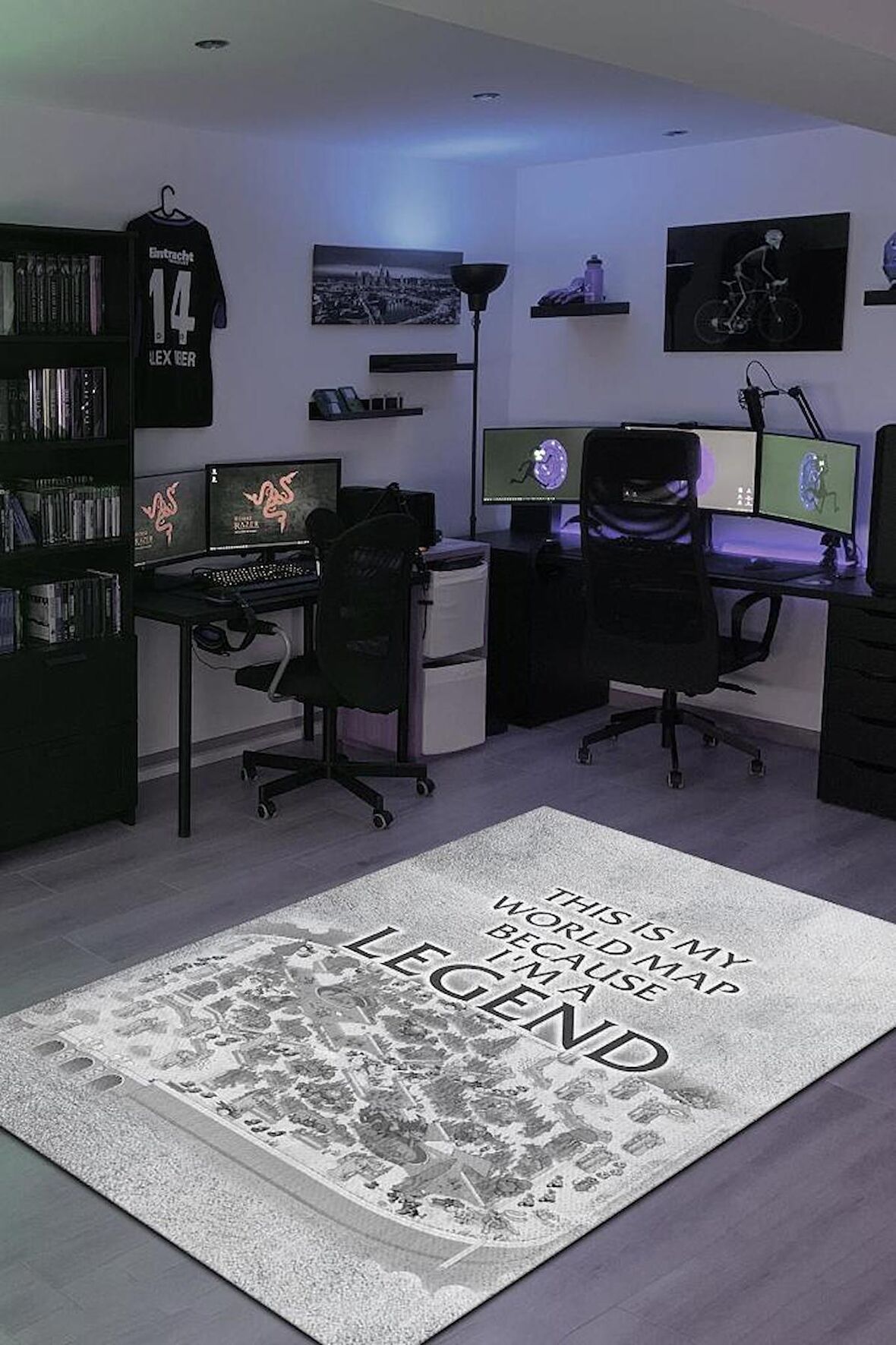 Homshtag Ben Efsaneyim Dokuma Tabanlı Yıkanabilir Kaymaz Gamer Halısı