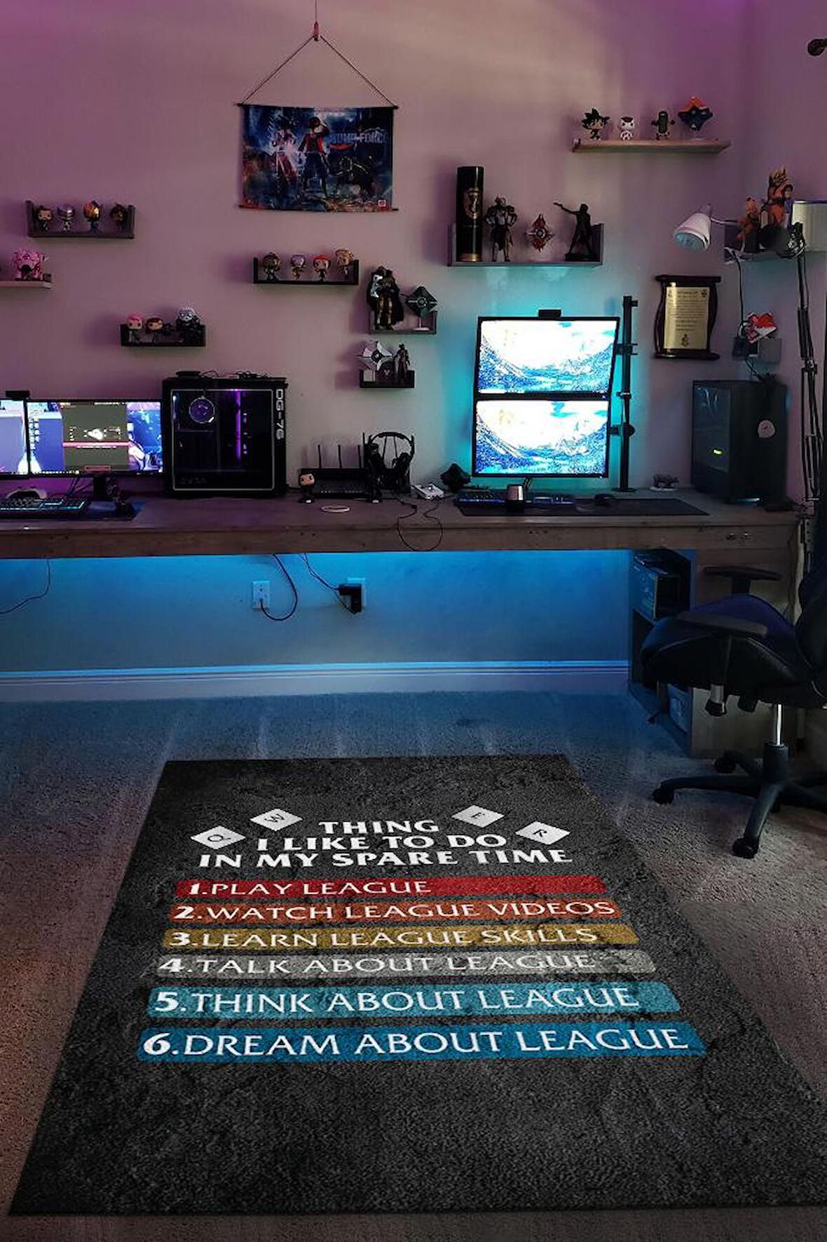 Homshtag Lig Programı Dokuma Tabanlı Yıkanabilir Kaymaz Gamer Halısı