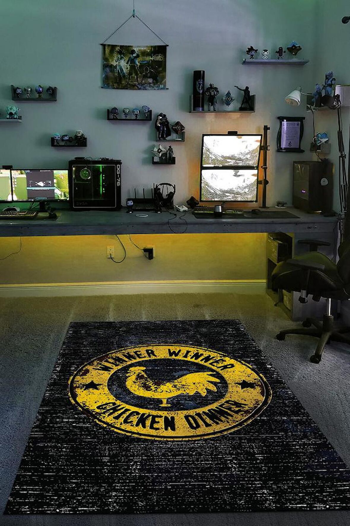 Homshtag Tavuğu Hak Ettin Dokuma Tabanlı Yıkanabilir Kaymaz Gamer Halısı