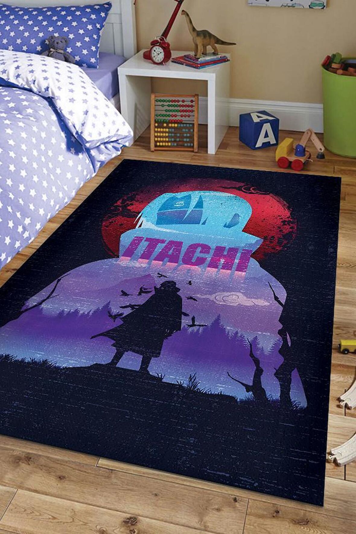 Homshtag Itachi Dokuma Tabanlı Yıkanabilir Kaymaz Anime Severler Halısı