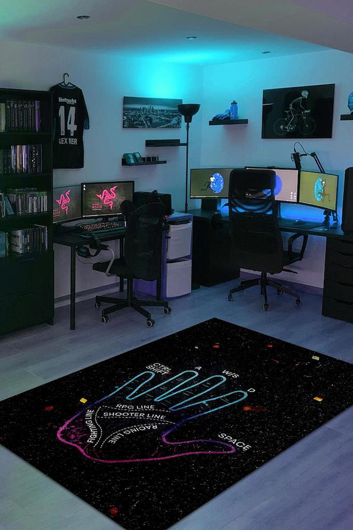 Homshtag Oyuncunun El Falı Dokuma Tabanlı Yıkanabilir Kaymaz Gamer Halısı
