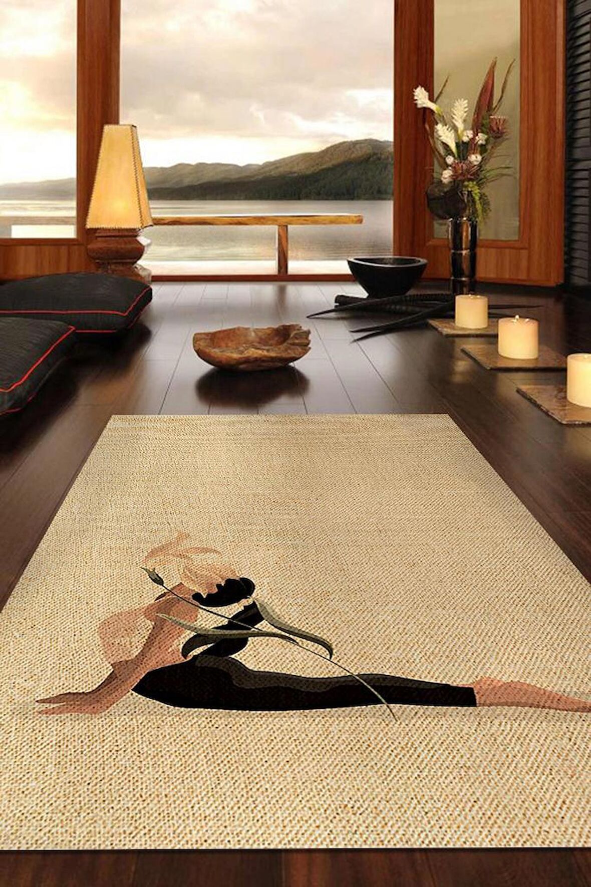 Homshtag Pilates Pamuklu Dokuma Tabanlı Yıkanabilir Kaymaz Dekoratif Halı