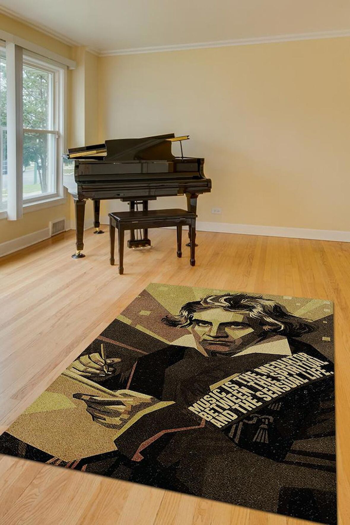 Homshtag Beethoven Pamuklu Dokuma Tabanlı Yıkanabilir Kaymaz Dekoratif Halı