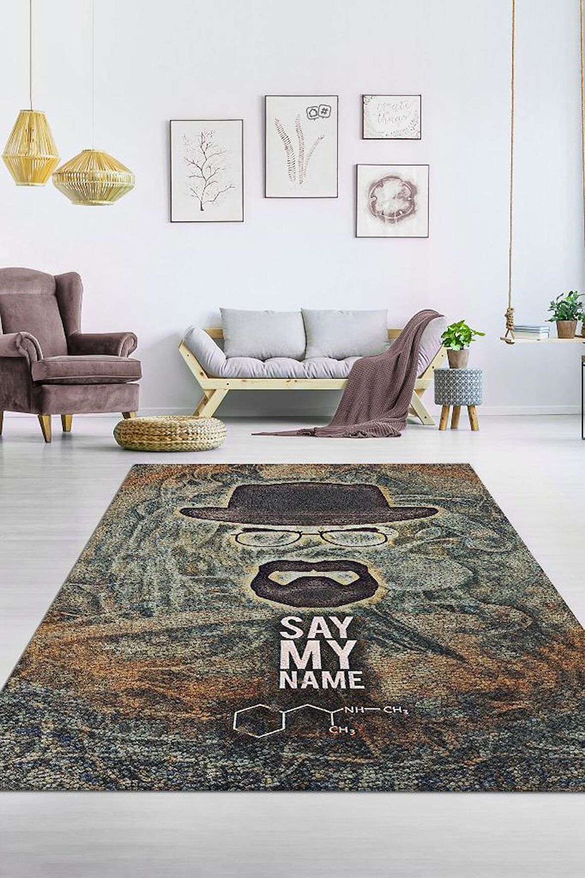 Homshtag Adımı Söyle Tabanlı Yıkanabilir Breaking Bad Halısı