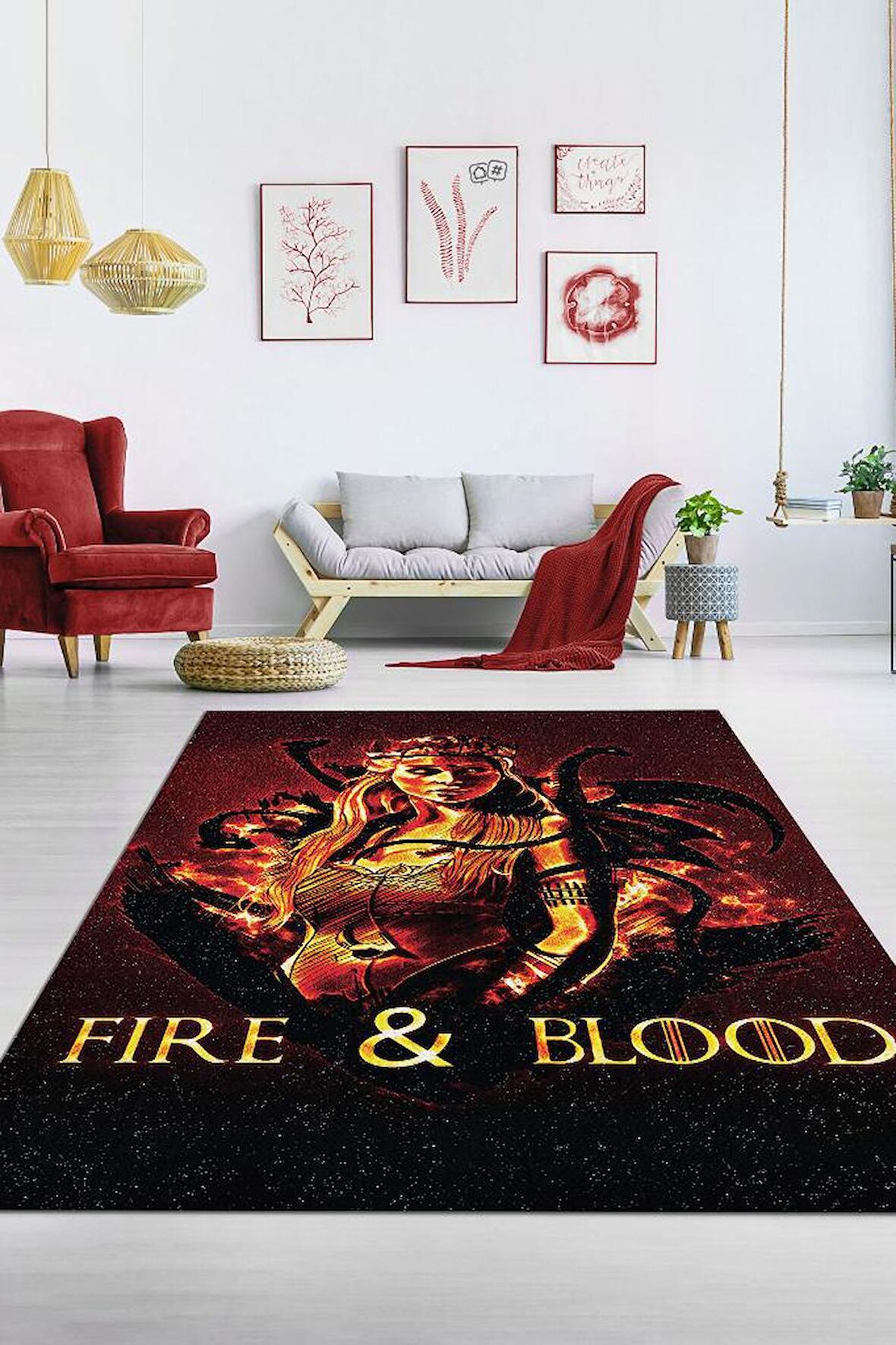 Homshtag Ateş ve Kan Tabanlı Yıkanabilir Game Of Thrones Halısı