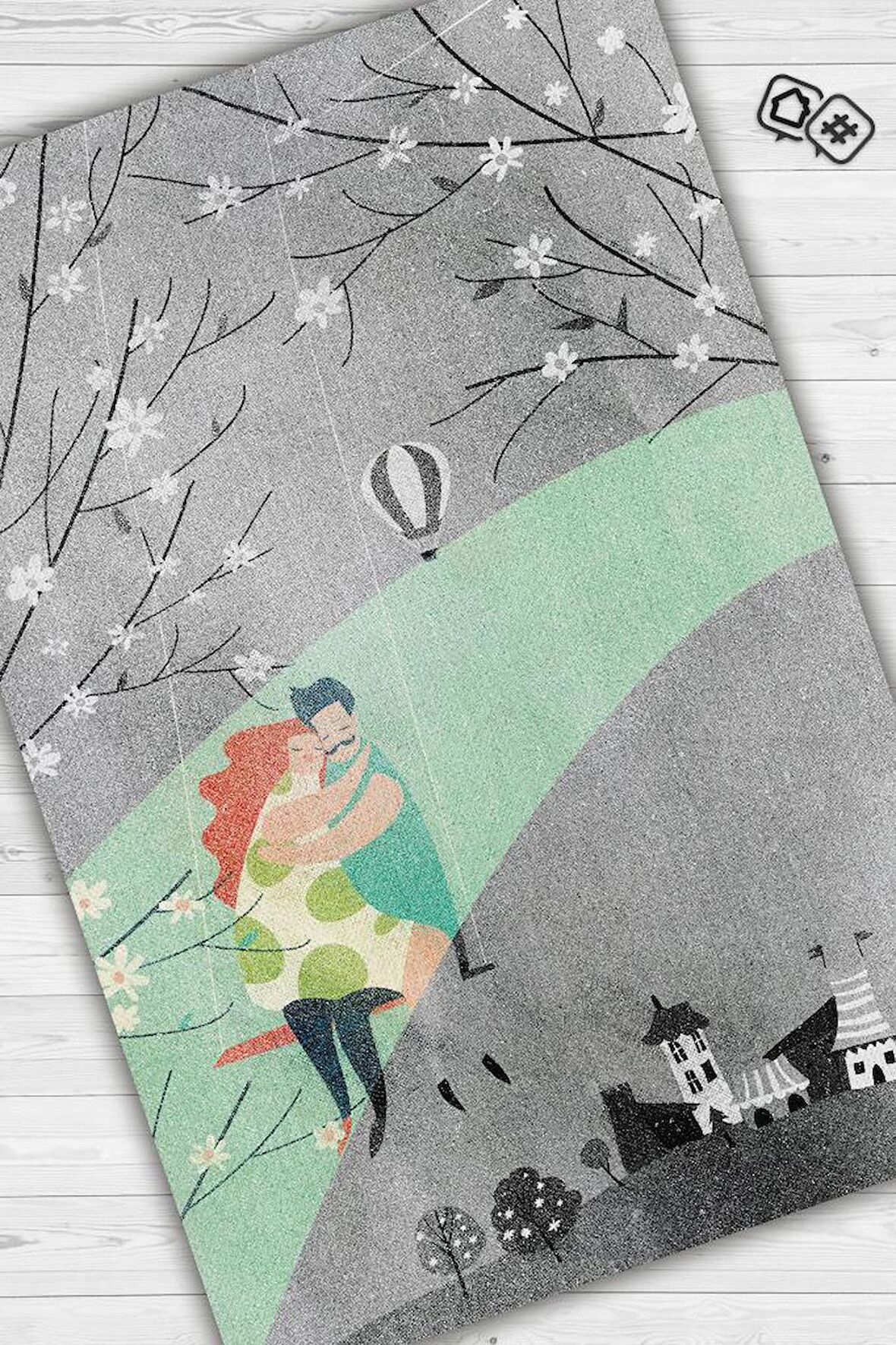 Homshtag Hayatımın Rengi Dokuma Tabanlı Yıkanabilir Dekoratif Ev Halısı