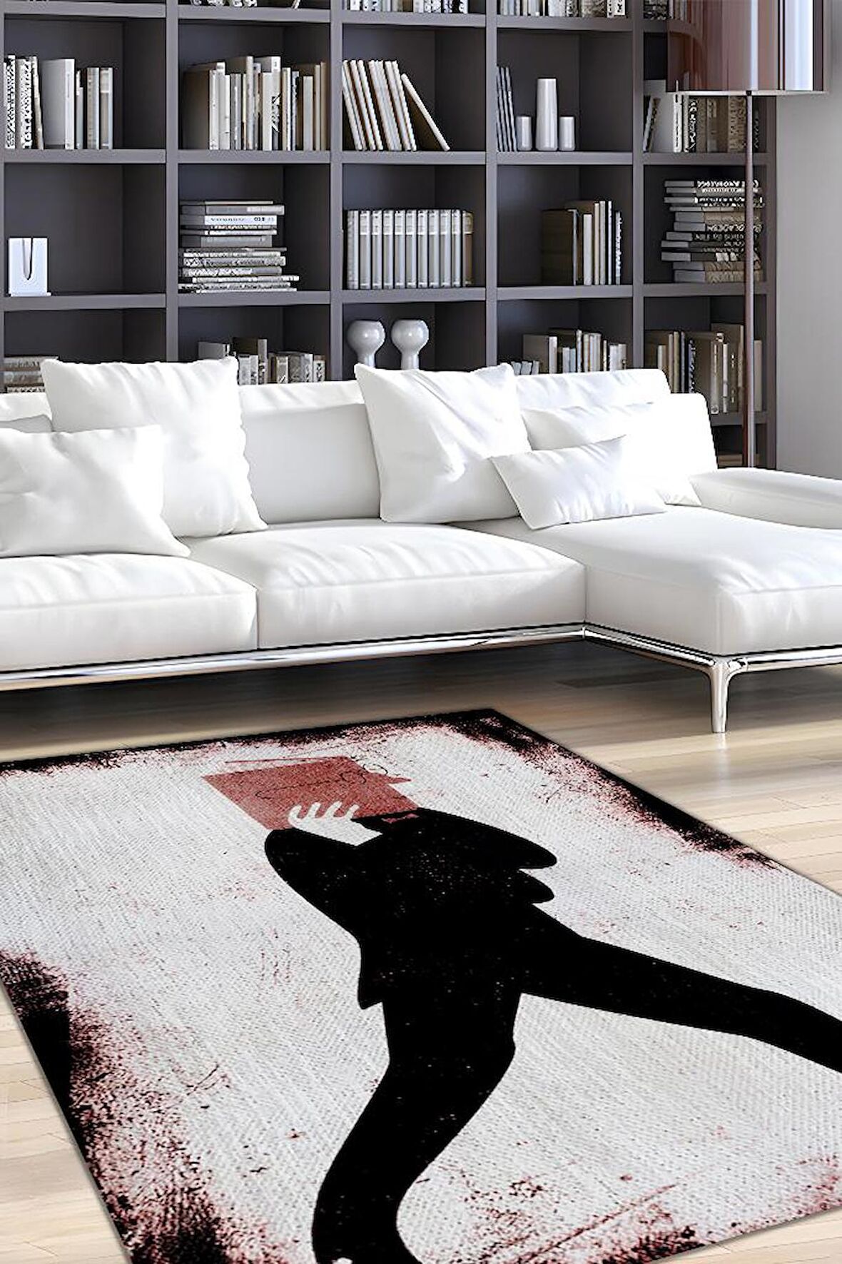 Homshtag Sadece Kitap Pamuklu Dokuma Tabanlı Yıkanabilir Kaymaz Dekoratif Kitap Sever Halısı