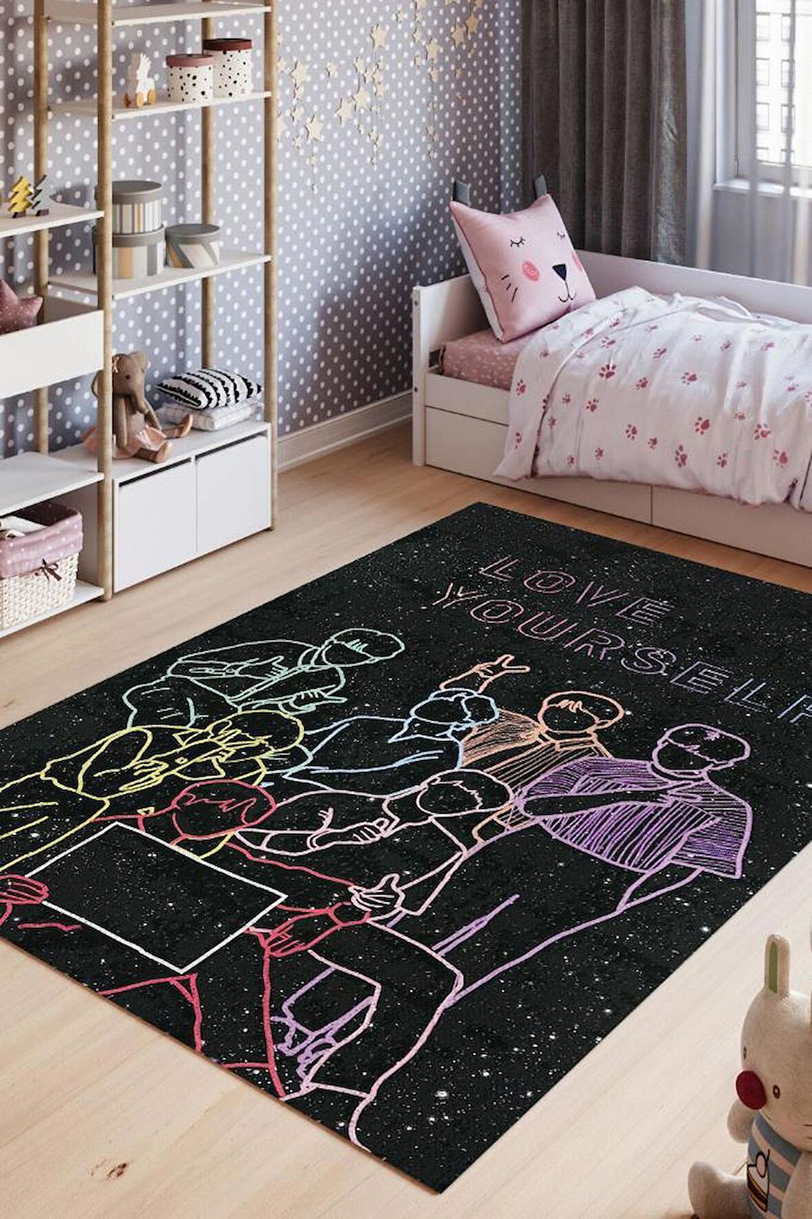 Homshtag Kendini Sev Pamuklu Dokuma Tabanlı Yıkanabilir Dekoratif Halı