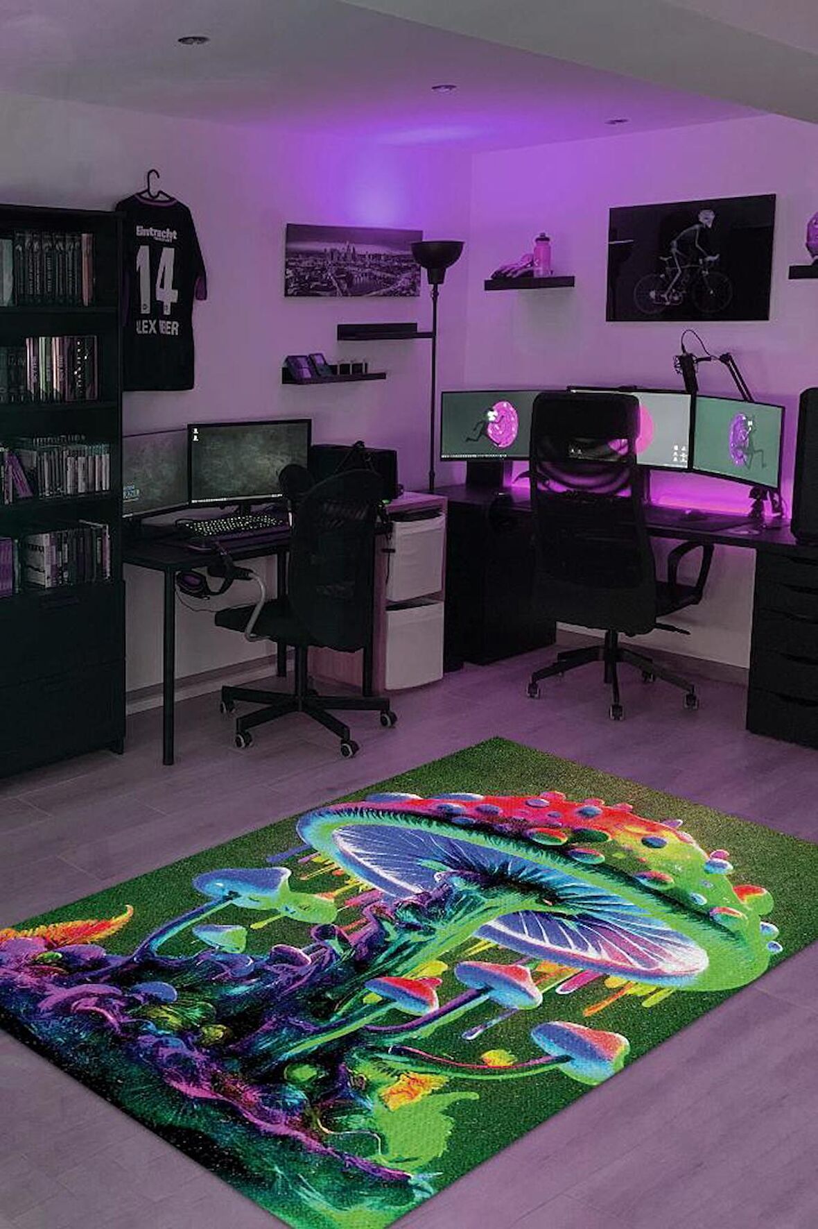 Homshtag Neon Mantar Dokuma Tabanlı Yıkanabilir Dekoratif Halı