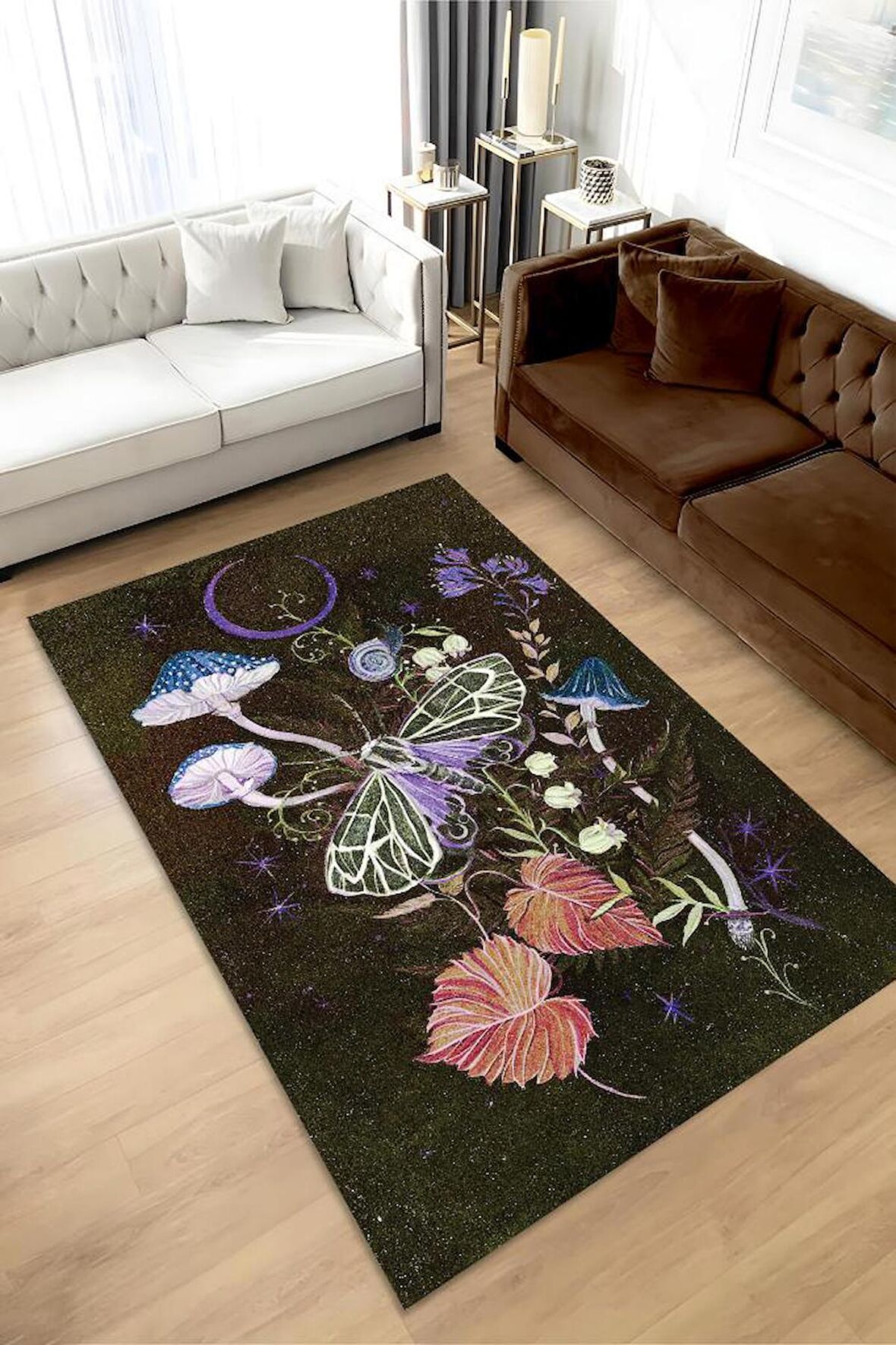 Homshtag Mikro Orman Dokuma Tabanlı Yıkanabilir Dekoratif Halı