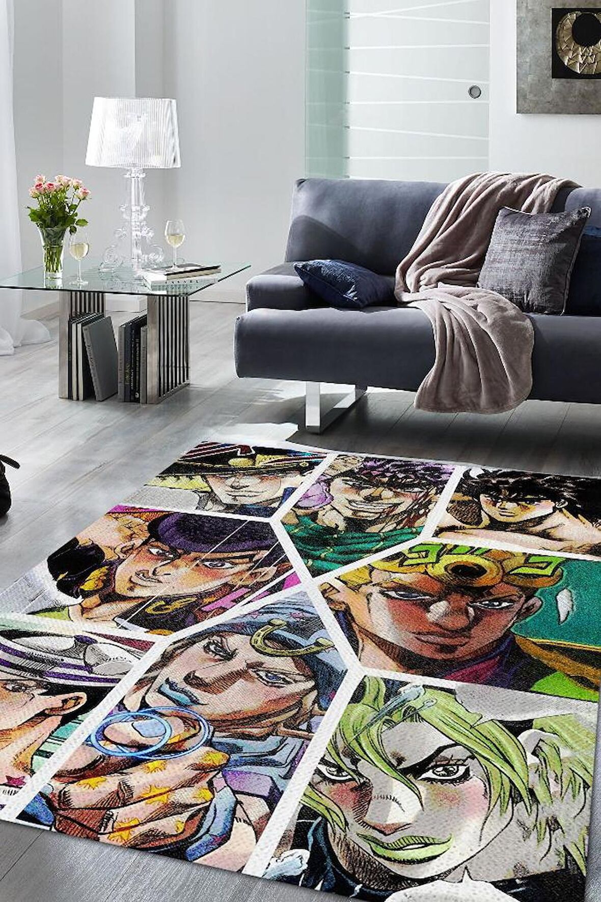 Homshtag Jojo Dokuma Tabanlı Yıkanabilir Kaymaz Anime Severler Halısı