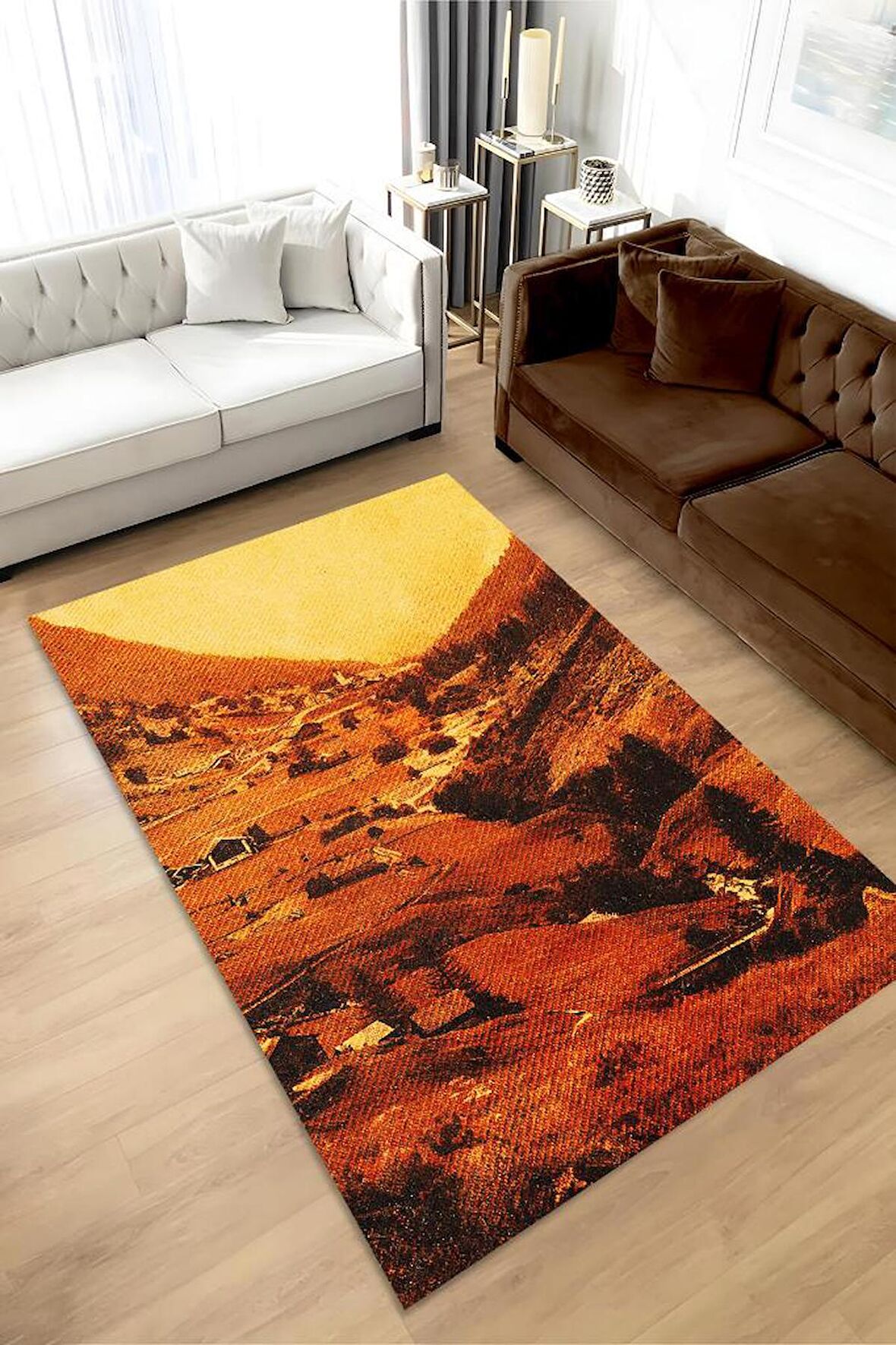 Homshtag Vadi Dokuma Tabanlı Yıkanabilir Kaymaz Manzara Halısı