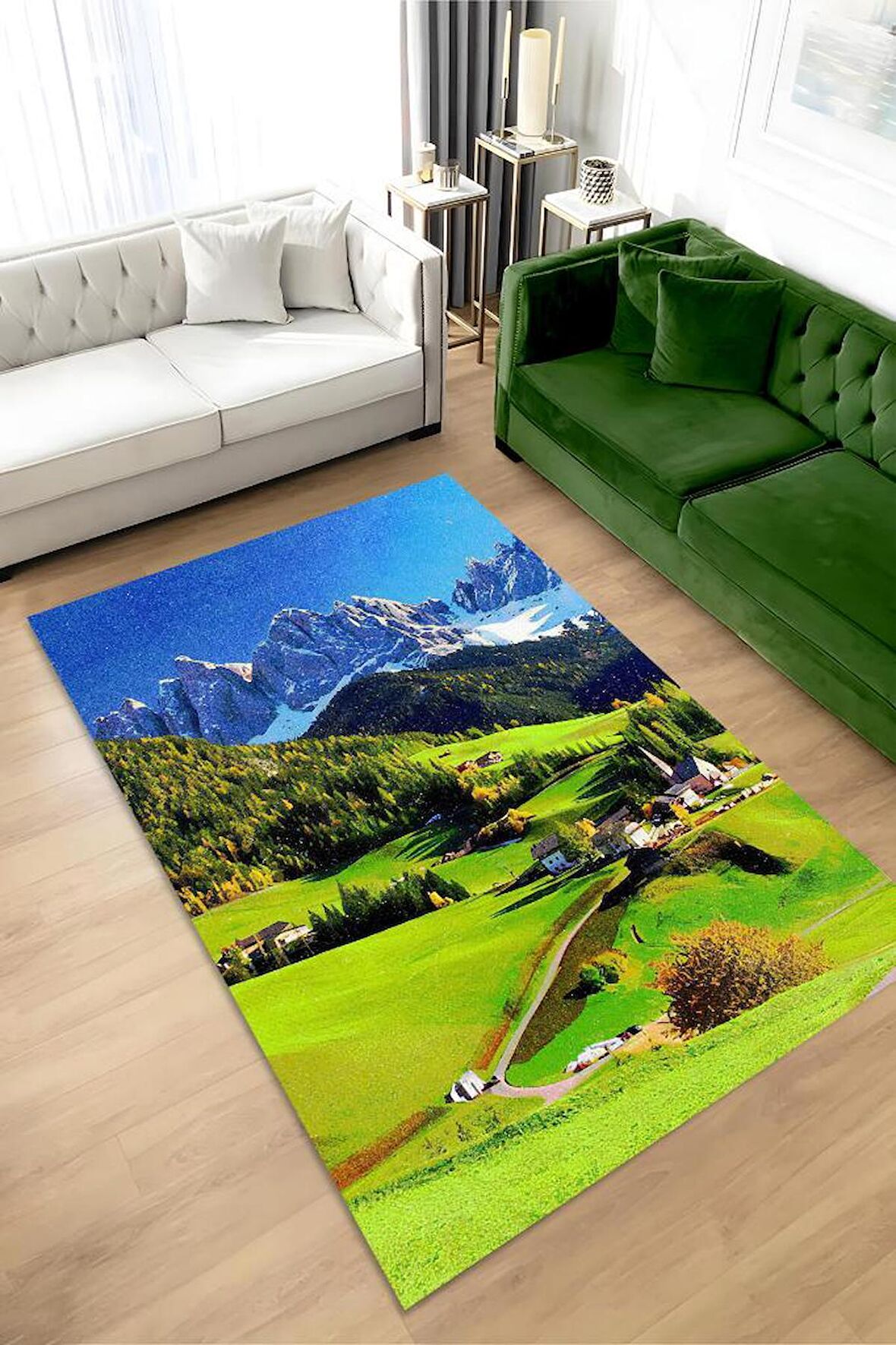 Homshtag Bahar Dokuma Tabanlı Yıkanabilir Kaymaz Manzara Halısı