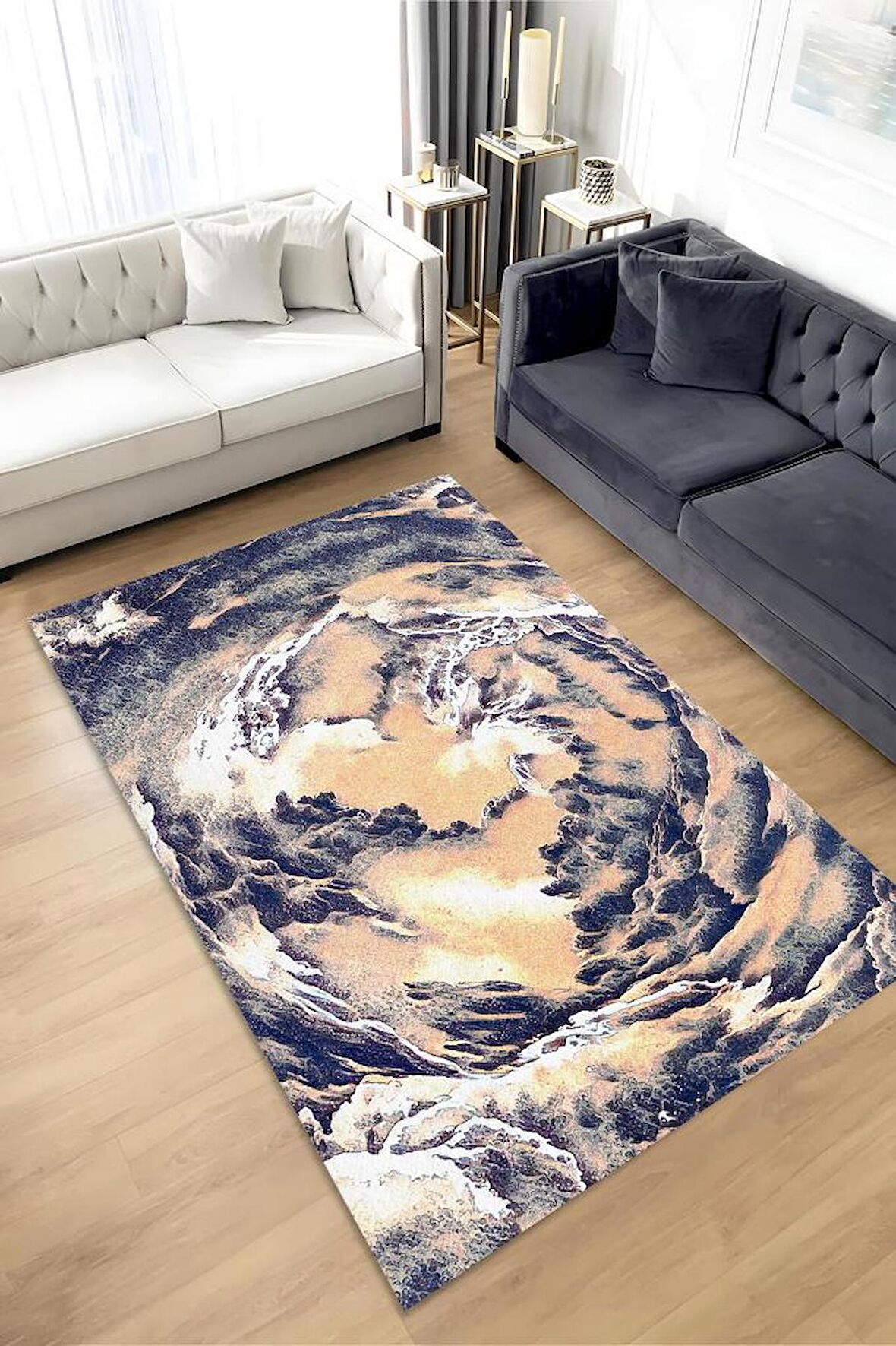 Homshtag Soyut Manzara Tabanlı Yıkanabilir Kaymaz Manzara Halısı