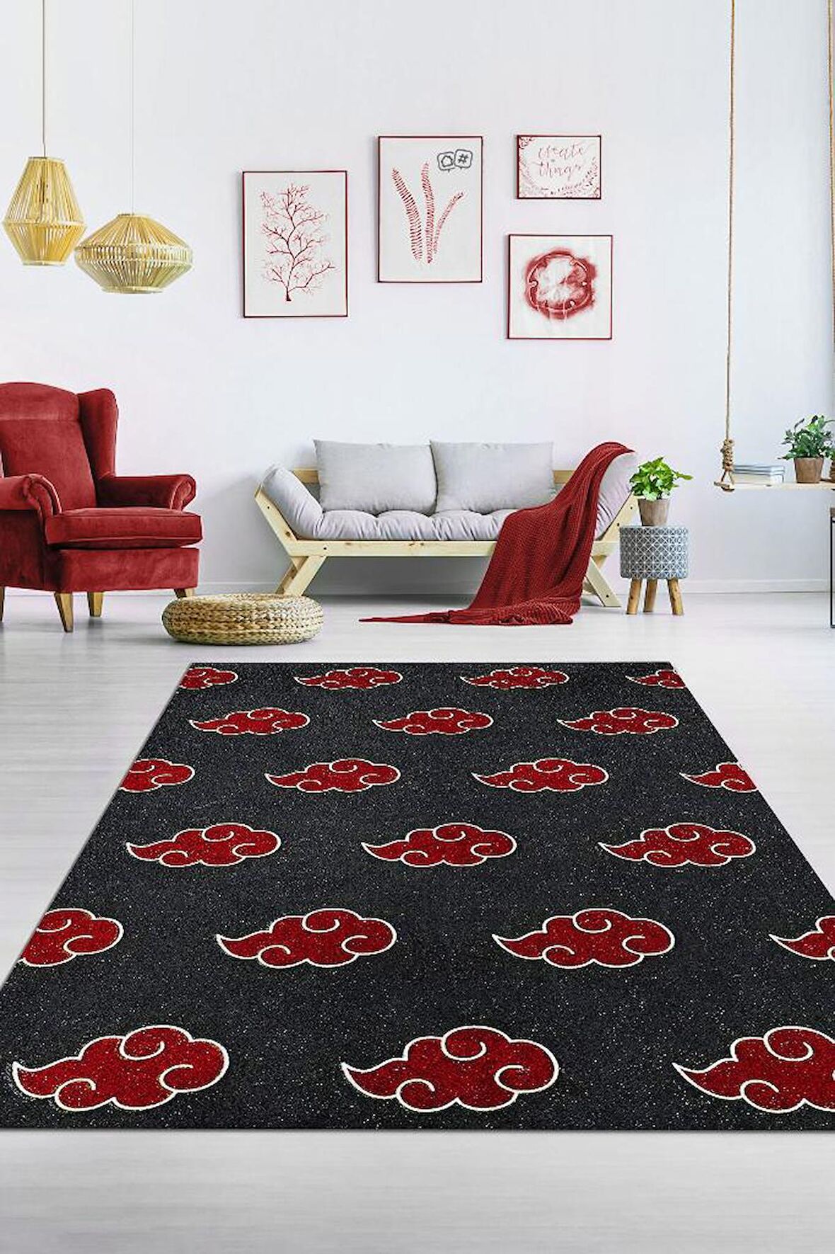 Homshtag Akatsuki Clan Dokuma Tabanlı Yıkanabilir Kaymaz Anime Severler Halısı