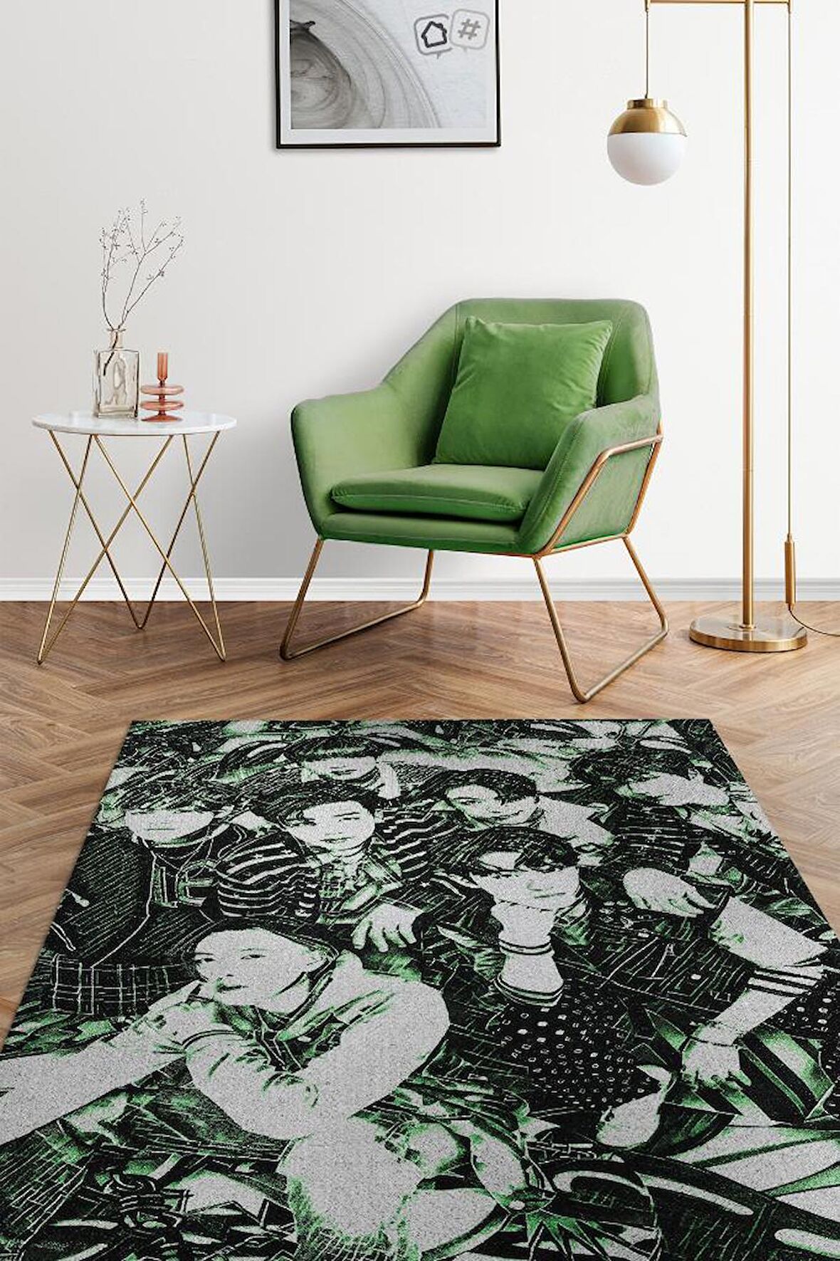 Homshtag Nct Pamuklu Dokuma Tabanlı Yıkanabilir Dekoratif Halı