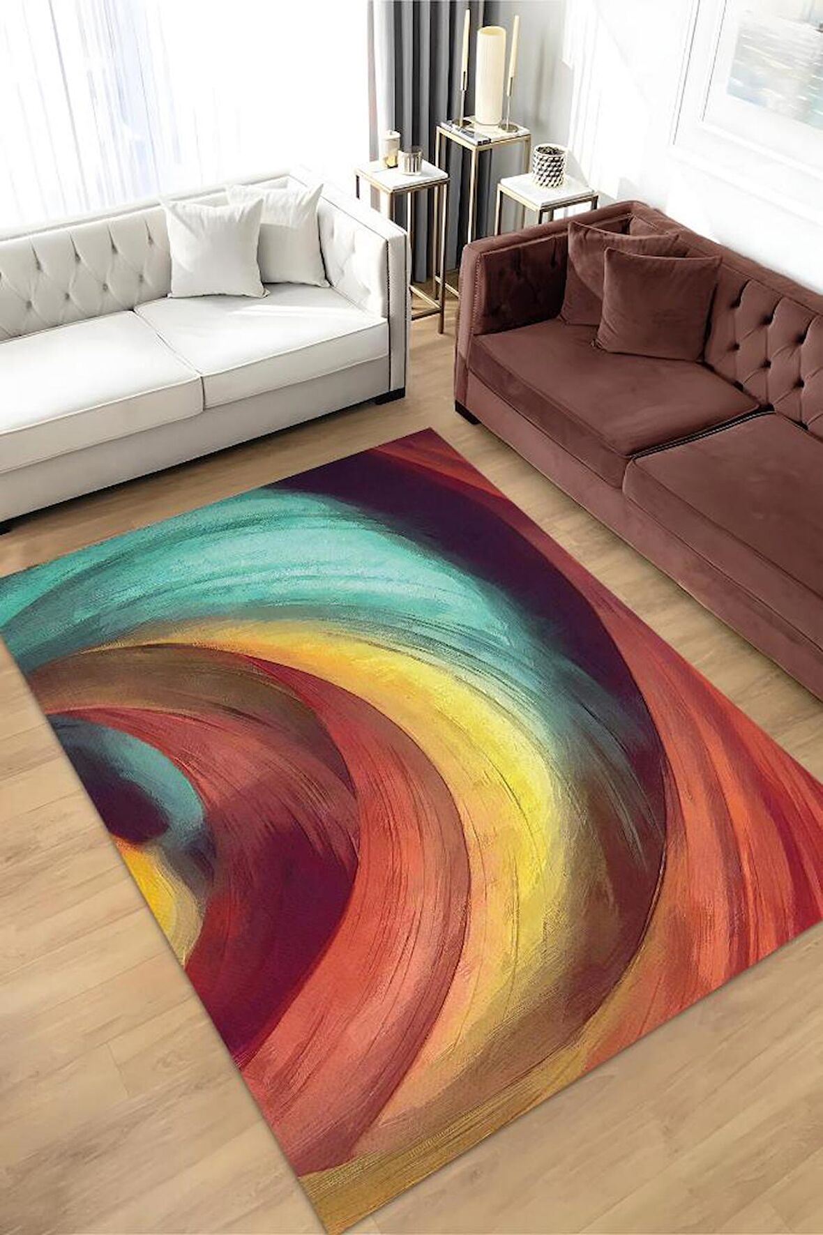 Homshtag Çömlek Dokuma Tabanlı Yıkanabilir Dekoratif Halı