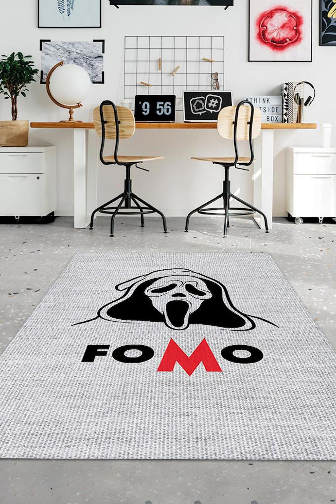 Homshtag Fomo Dokuma Tabanlı Yıkanabilir Trader Halısı