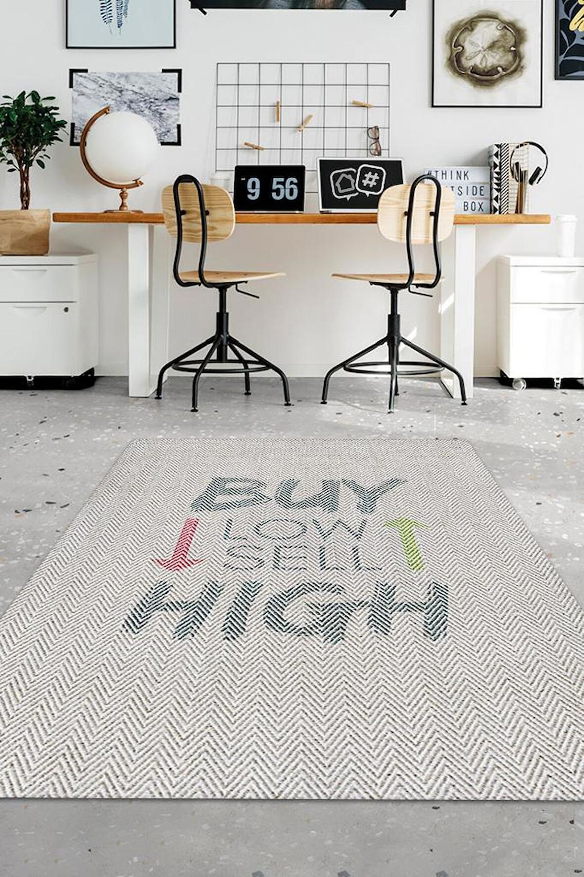 Homshtag Düşük Al Yüksek Sat Dokuma Tabanlı Yıkanabilir Trader Halısı