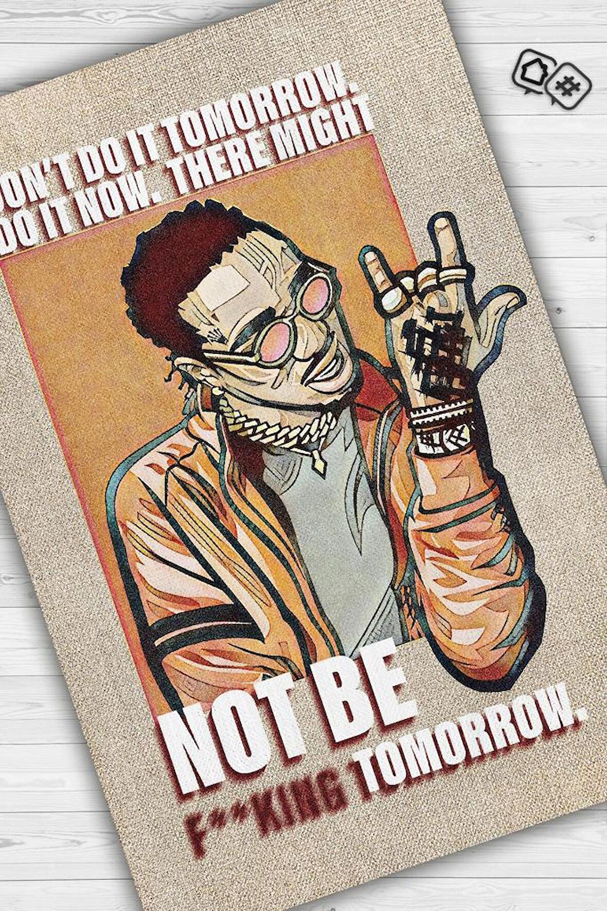 Homshtag Travis Scott Dokuma Tabanlı Yıkanabilir Kaymaz Dekoratif Halı