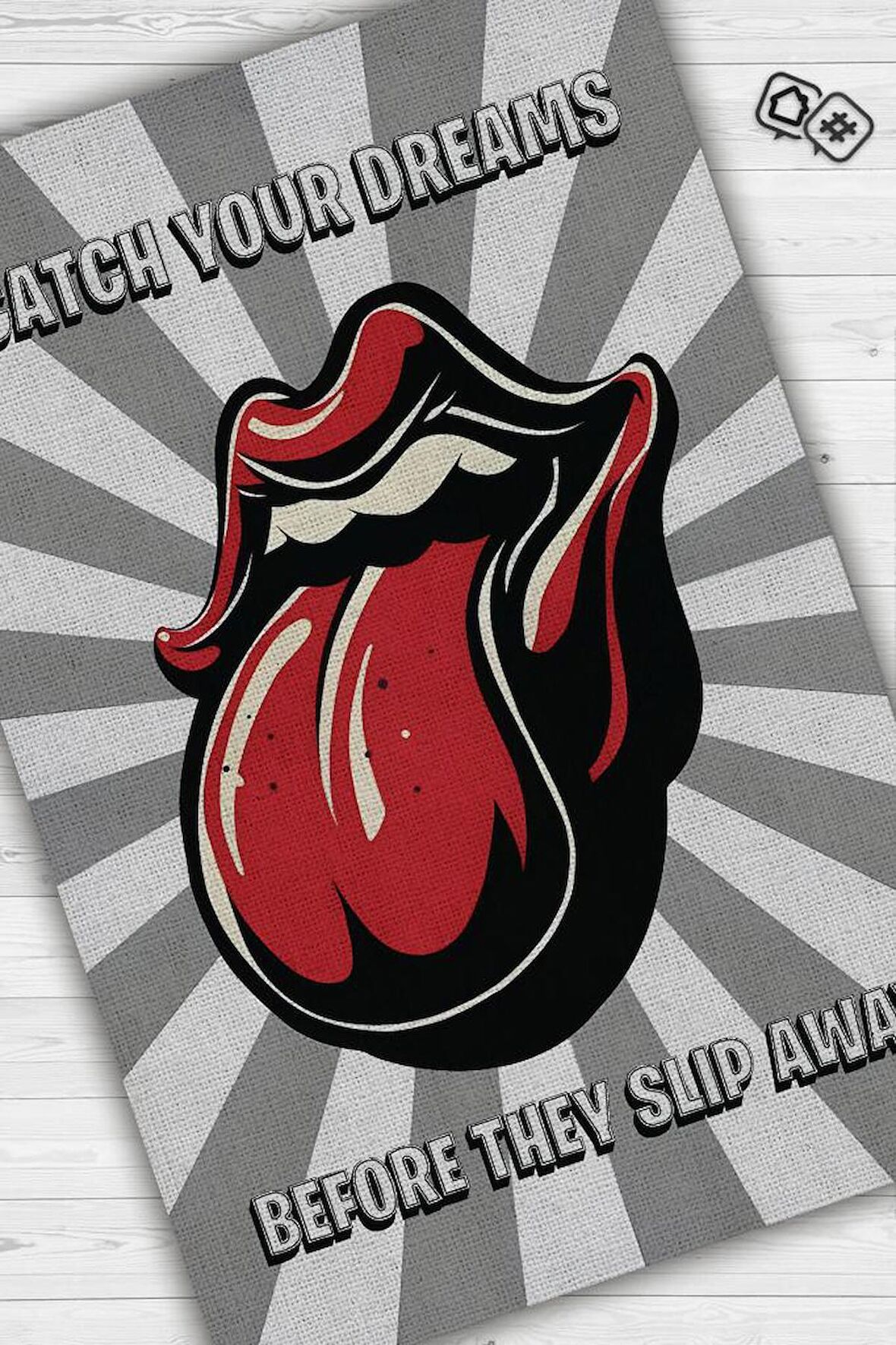 Homshtag The Rolling Stones Dokuma Tabanlı Yıkanabilir Kaymaz Dekoratif Halı