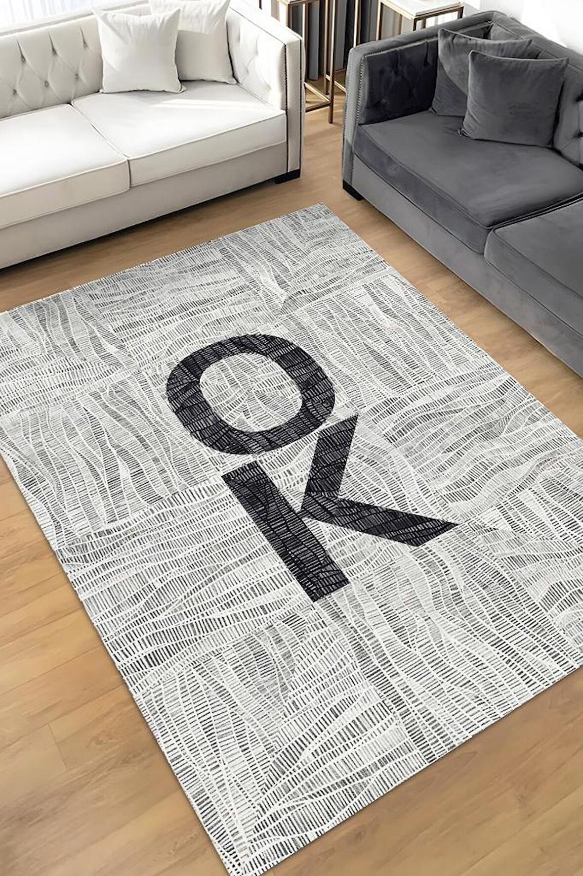 Homshtag Ok Pamuklu Dokuma Tabanlı Yıkanabilir Kaymaz Dekoratif Ev Halısı