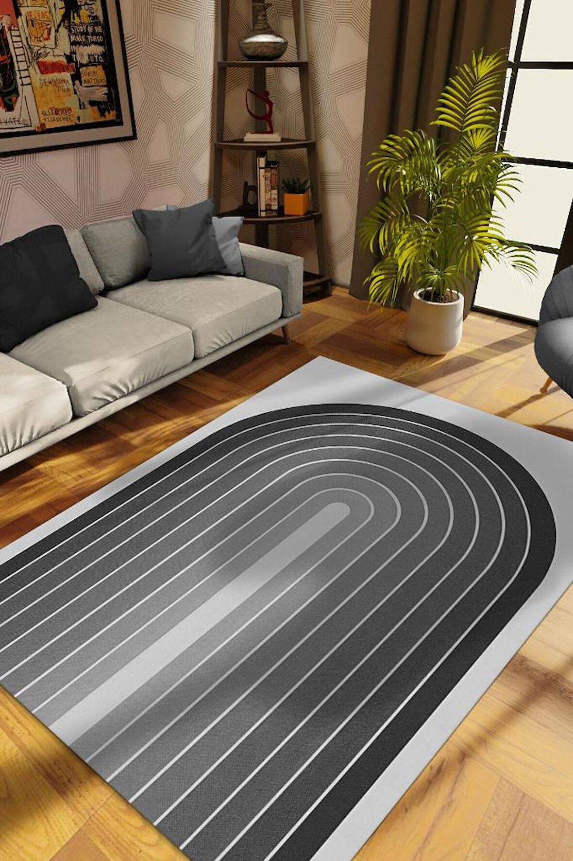 Homshtag Kapılar, Gri Halı, Soyut Desenli Gri Oturma odası Halısı, Gölgeli Modern Salon Halısı, Sade Çocuk halısı, Minimalist Mutfak Halısı, Pamuklu Dokuma Tabanlı Yıkanabilir Dekoratif Salon Halısı