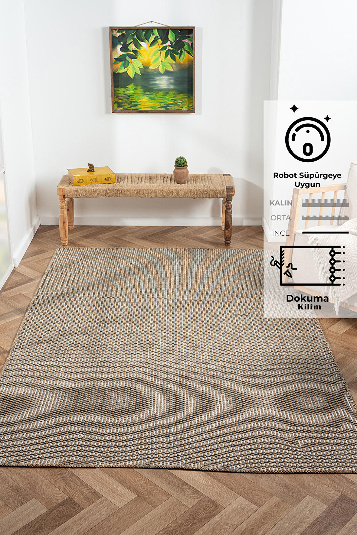 Friolero 2575 Naturel Jüt Halı Modern Örme Kilim