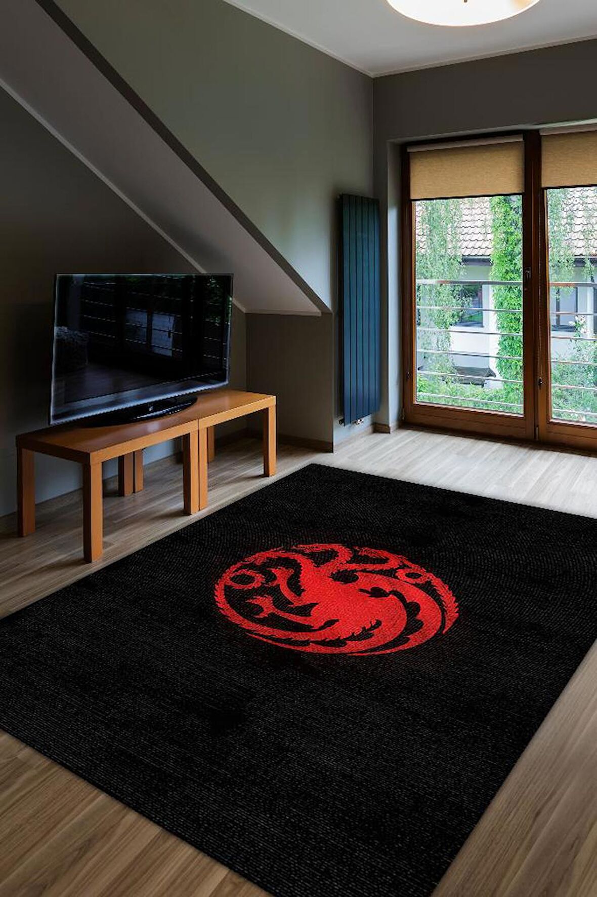 Homshtag Targaryen Hanedanı Desenli Halı Game Of Thrones Film Halısı Siyah Kırmızı Film Serisi Halı