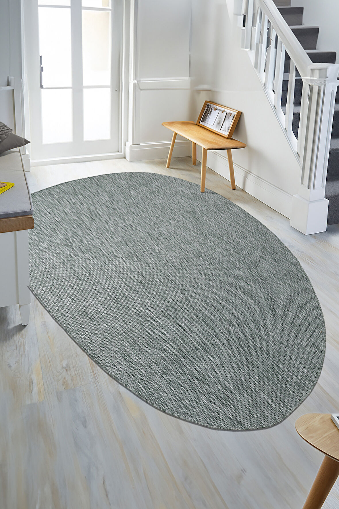 Konfor Halı Tema 9037 Yeşil Sisal Hasır İç Dış Mekan Kilim Dekoratif Bahçe Balkon Salon Halısı