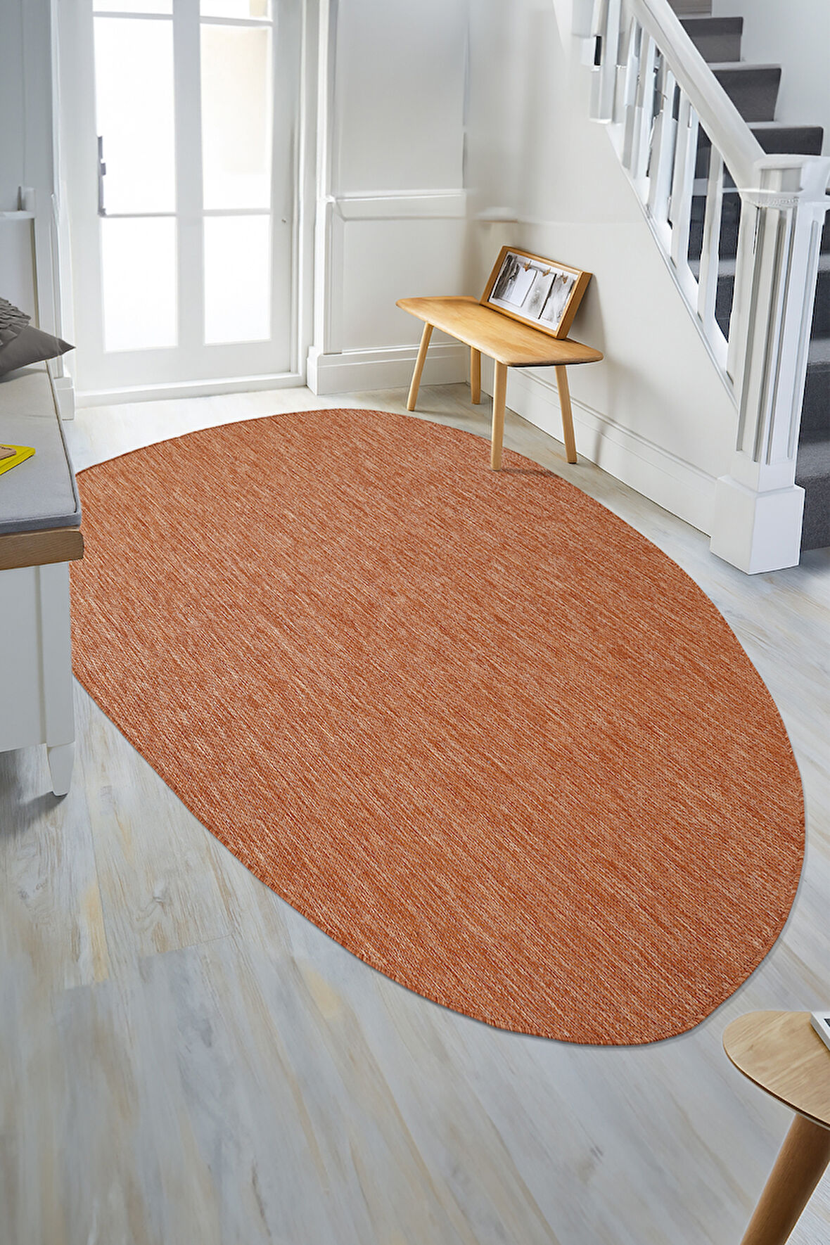 Konfor Halı Tema 9038 Turuncu Sisal Hasır İç Dış Mekan Kilim Dekoratif Bahçe Balkon Salon Halısı