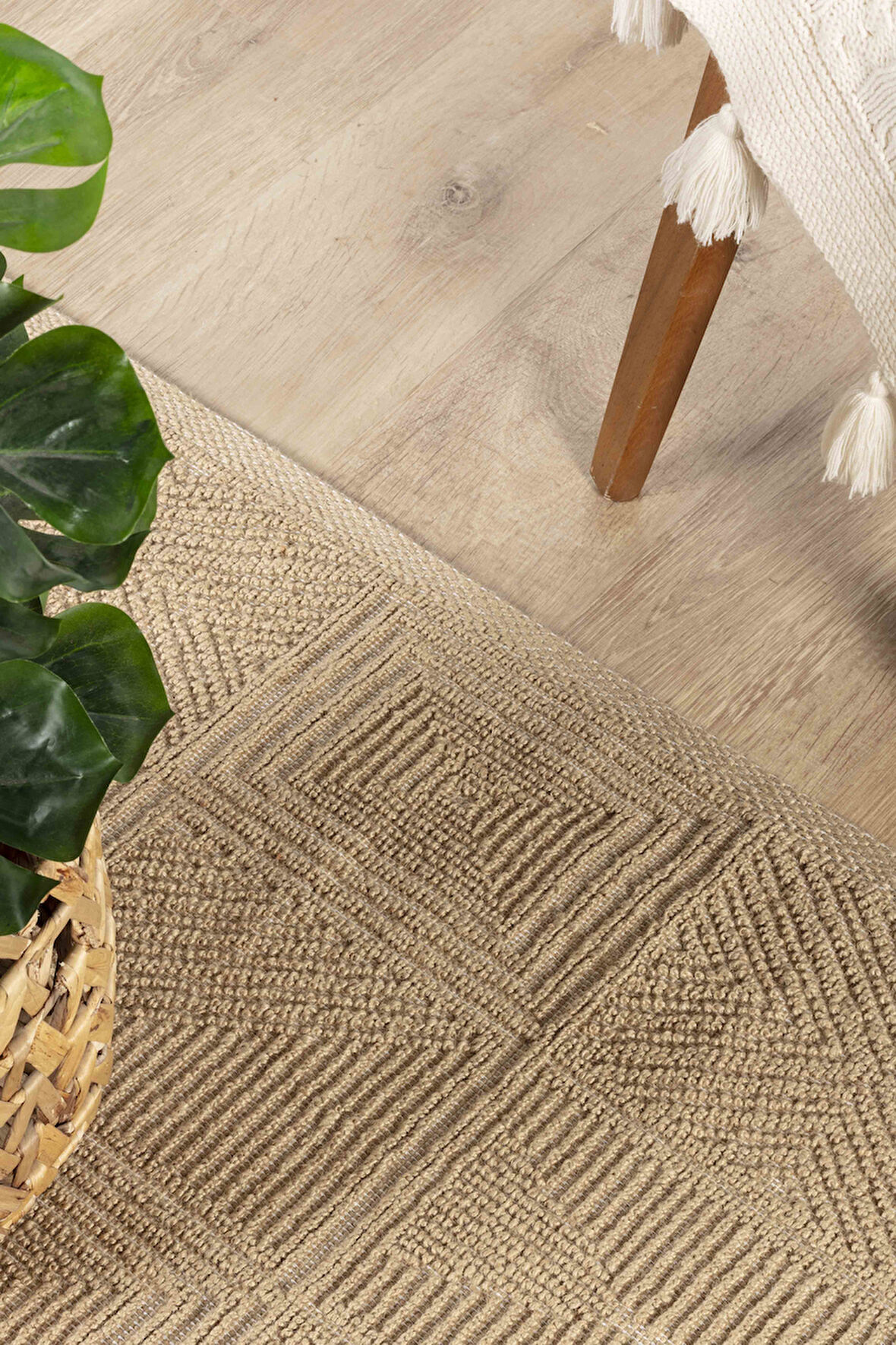 Natura 6661 %100 Doğal Jüt Kilim Bej Renkli Yumuşak Dokulu Şık Tasarımlı Kilim Modern Dokuma Kilim