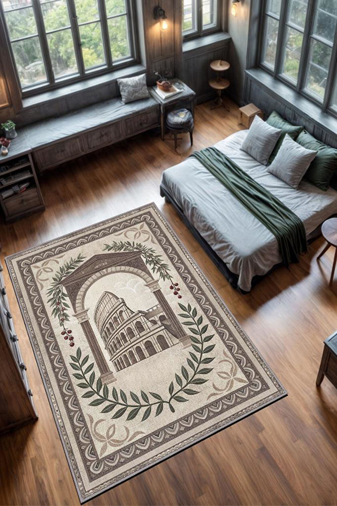 Homshtag Şehirlerde Roma Temalı Dijital Baskılı Yıkanabilir Pamuk Tabanlı Roma Şehiri Temalı Halı